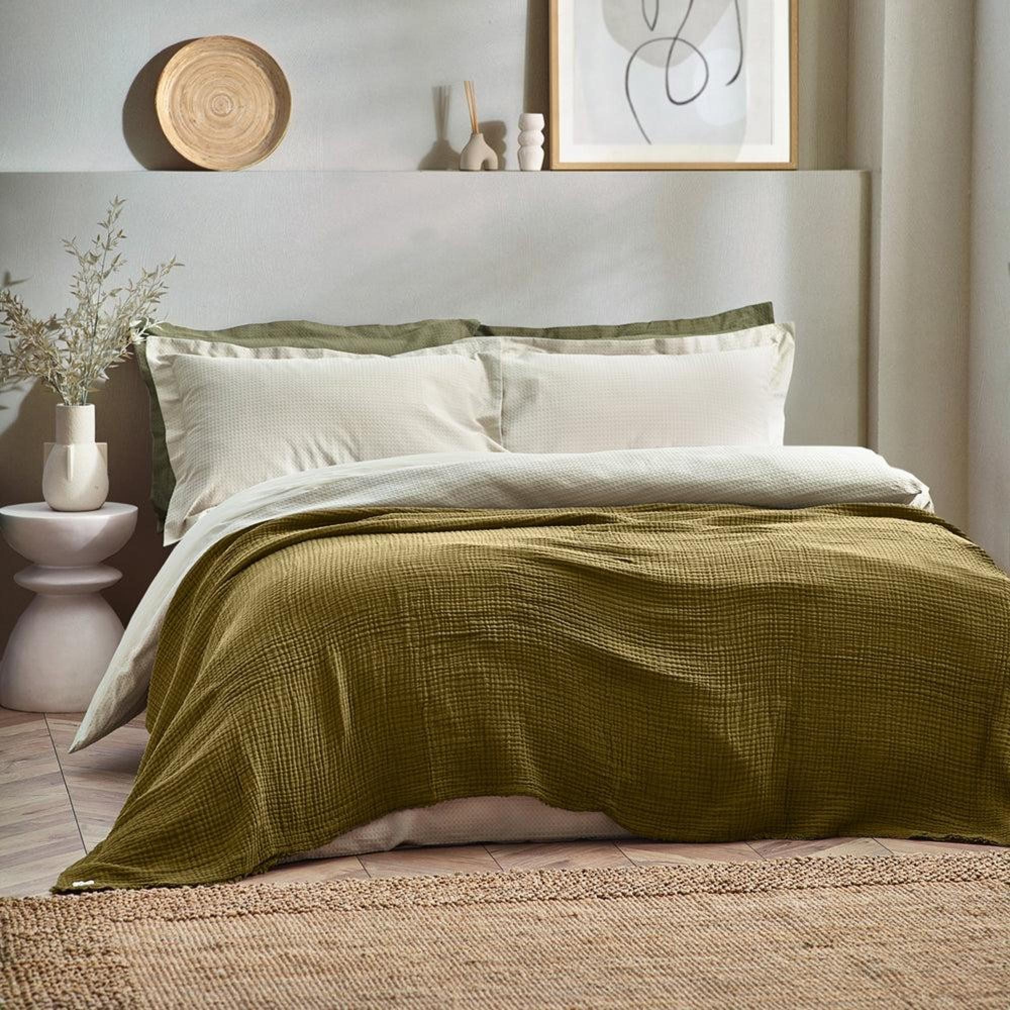 Product photograph of Yard Lark Khaki Muslin Cotton Oversized Throw from Choice Furniture Superstore.