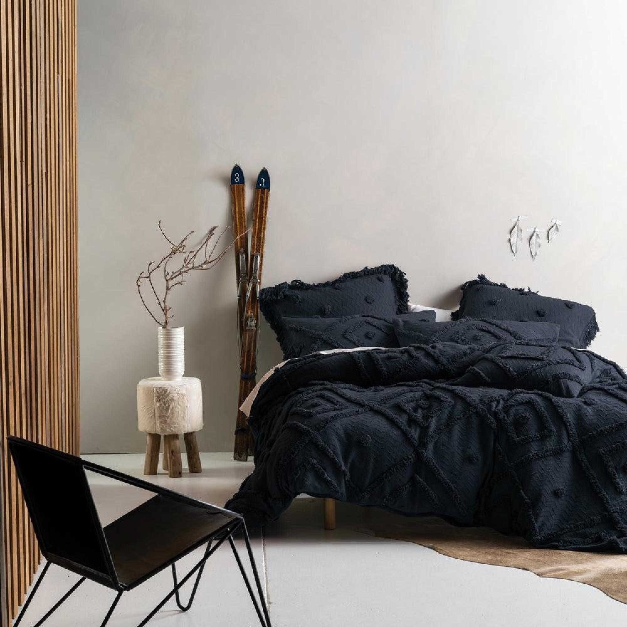 Product photograph of Linen House Adalyn Aztec Indigo Tufted Cotton Duvet Cover Set from Choice Furniture Superstore.
