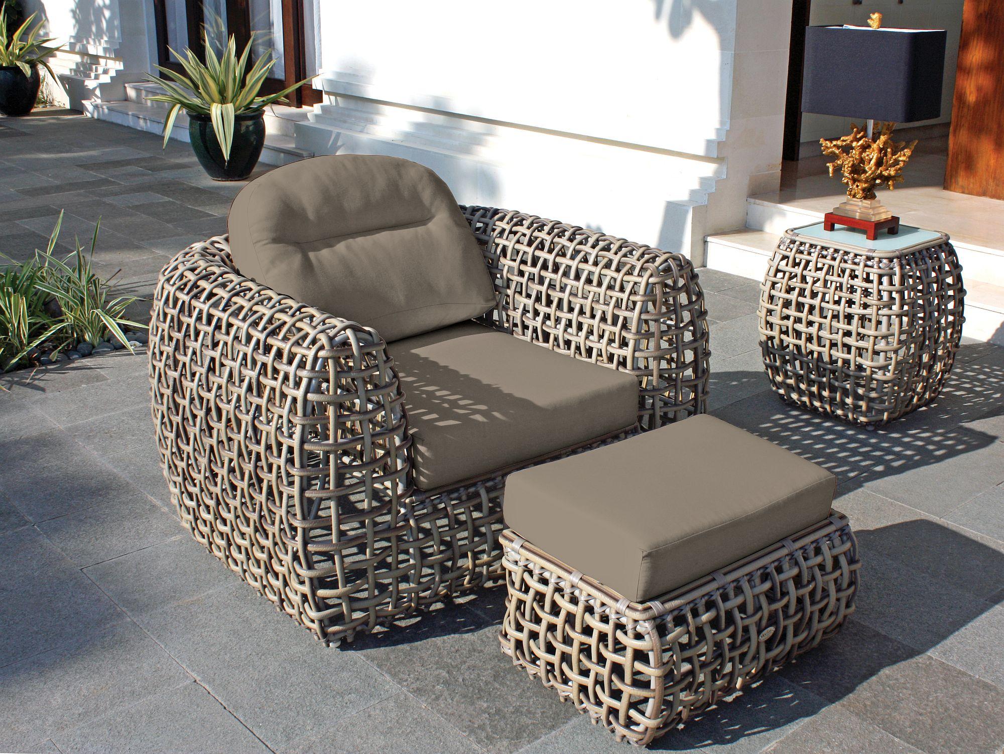 Product photograph of Skyline Dynasty Walnut Rattan Outdoor Armchair from Choice Furniture Superstore.