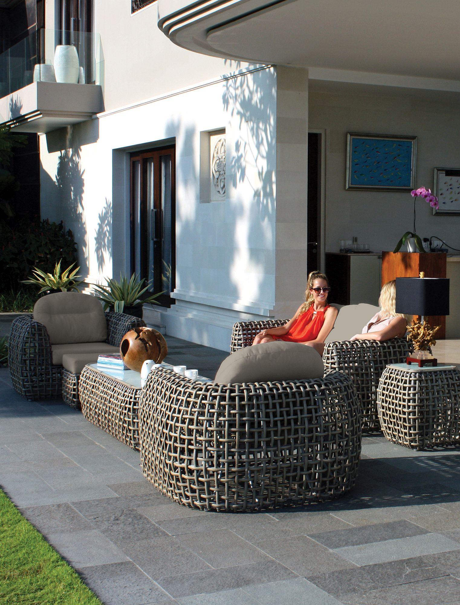 Product photograph of Skyline Dynasty Walnut Rattan Outdoor 2 Seater Sofa from Choice Furniture Superstore.