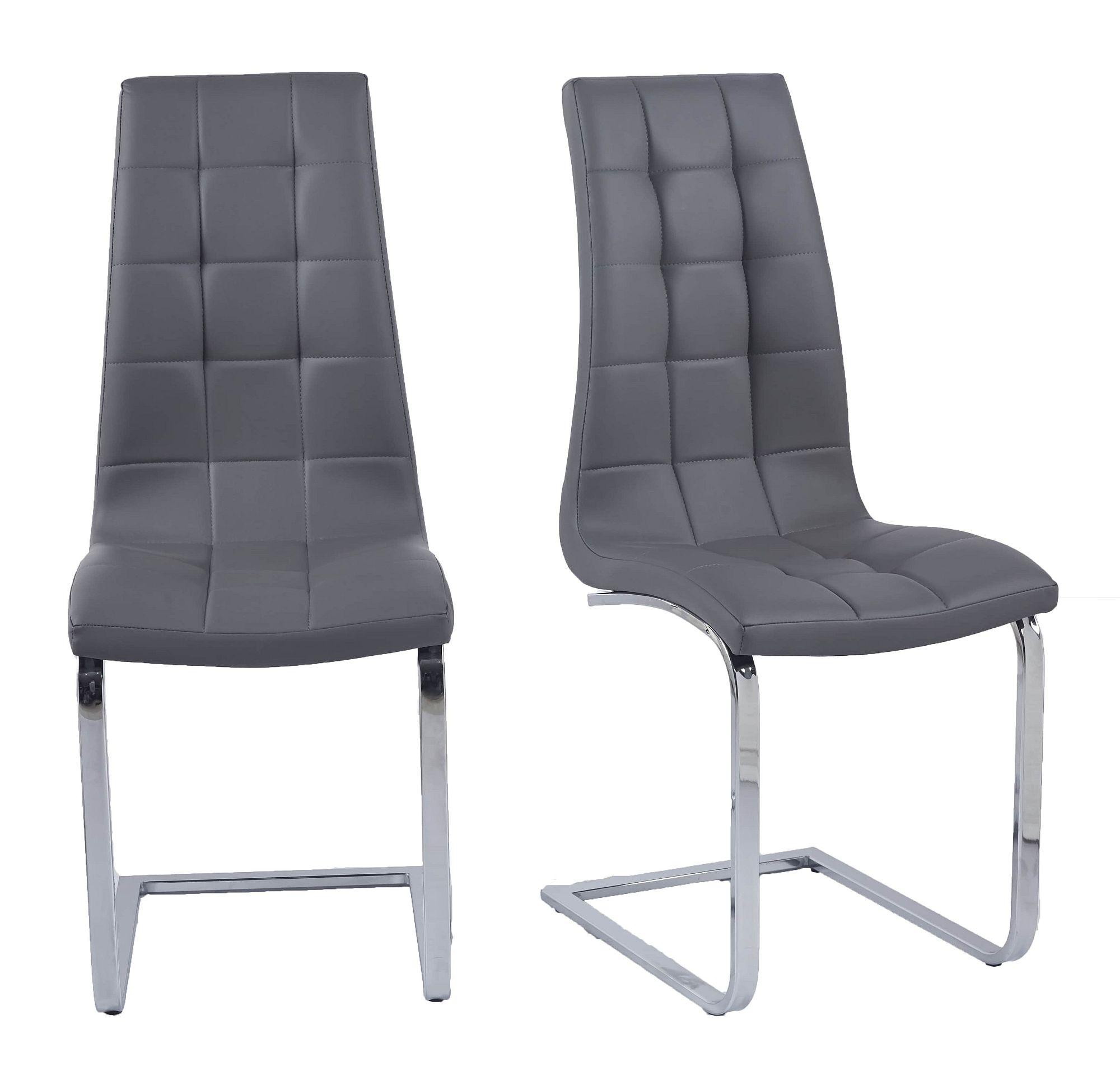 Product photograph of Jamison Grey Dining Chair Faux Leather Chrome Metal Cantilever Base from Choice Furniture Superstore.