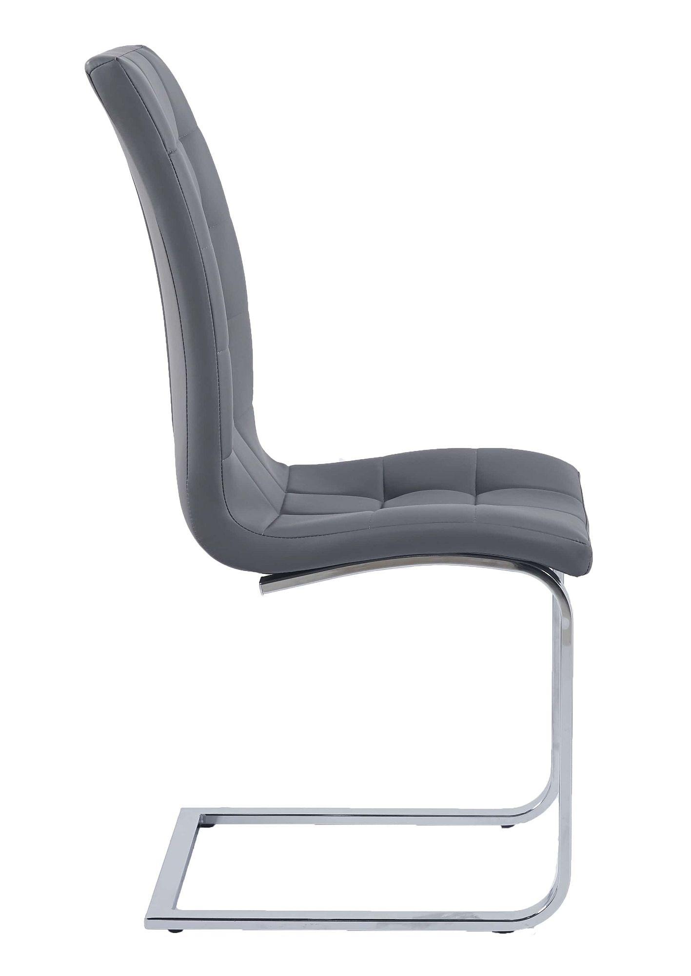 Product photograph of Jamison Grey Dining Chair Faux Leather Chrome Metal Cantilever Base from Choice Furniture Superstore.