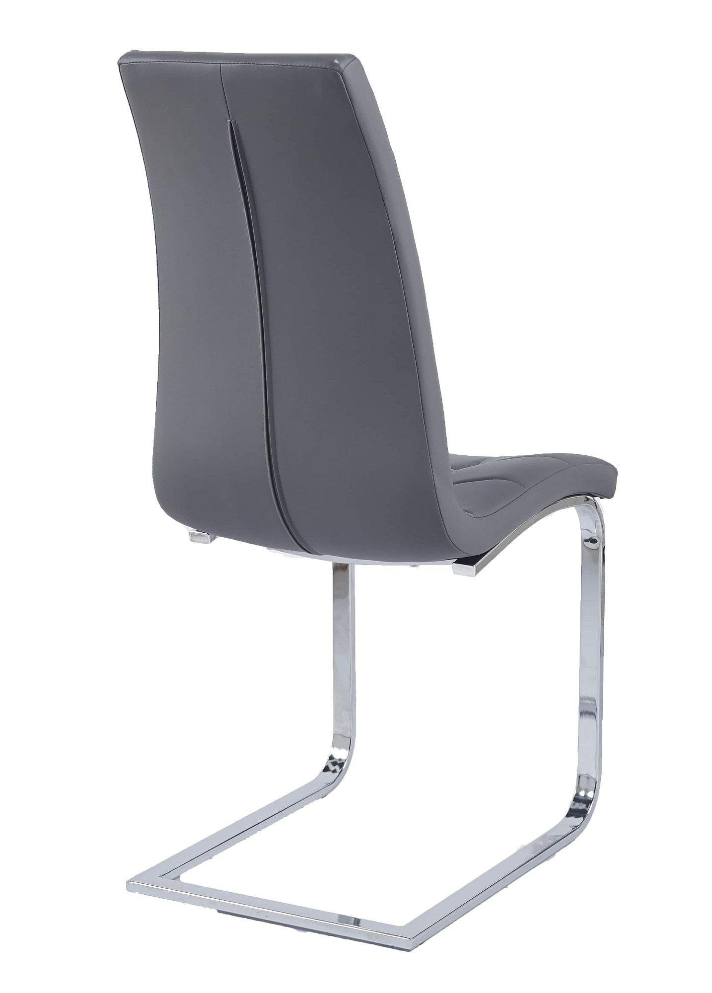 Product photograph of Jamison Grey Dining Chair Faux Leather Chrome Metal Cantilever Base from Choice Furniture Superstore.