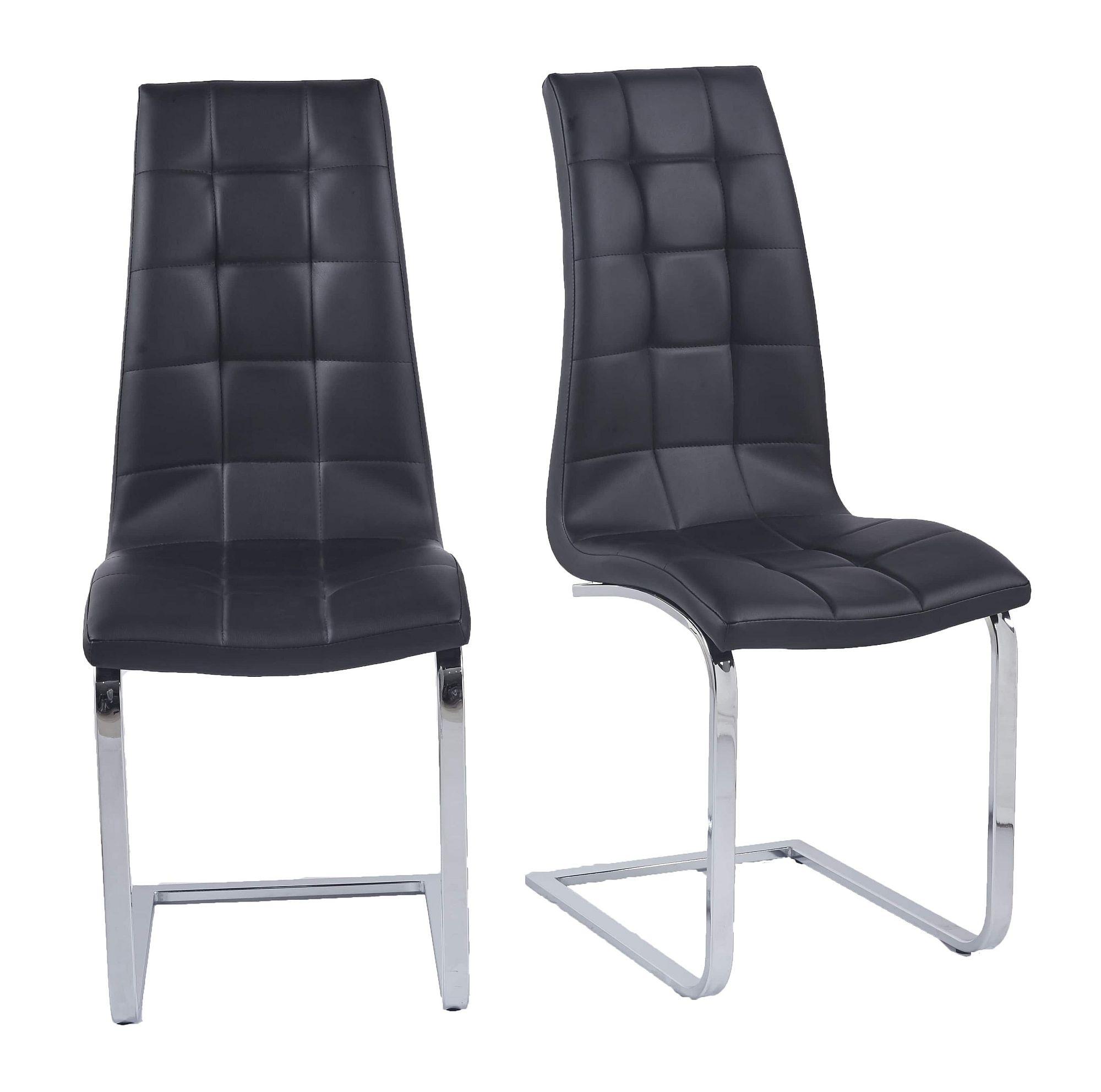 Product photograph of Jamison Black Dining Chair Faux Leather Chrome Metal Cantilever Base from Choice Furniture Superstore.