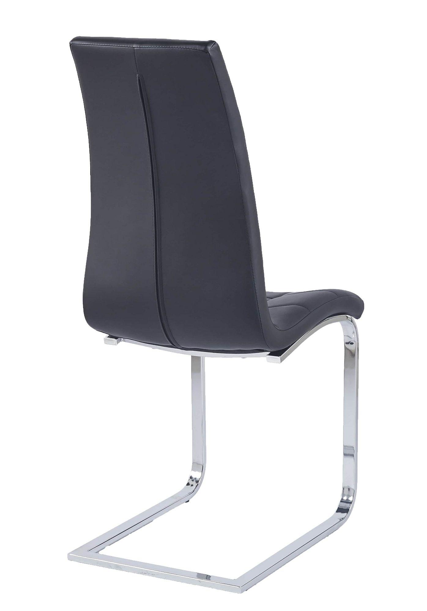 Product photograph of Jamison Black Dining Chair Faux Leather Chrome Metal Cantilever Base from Choice Furniture Superstore.