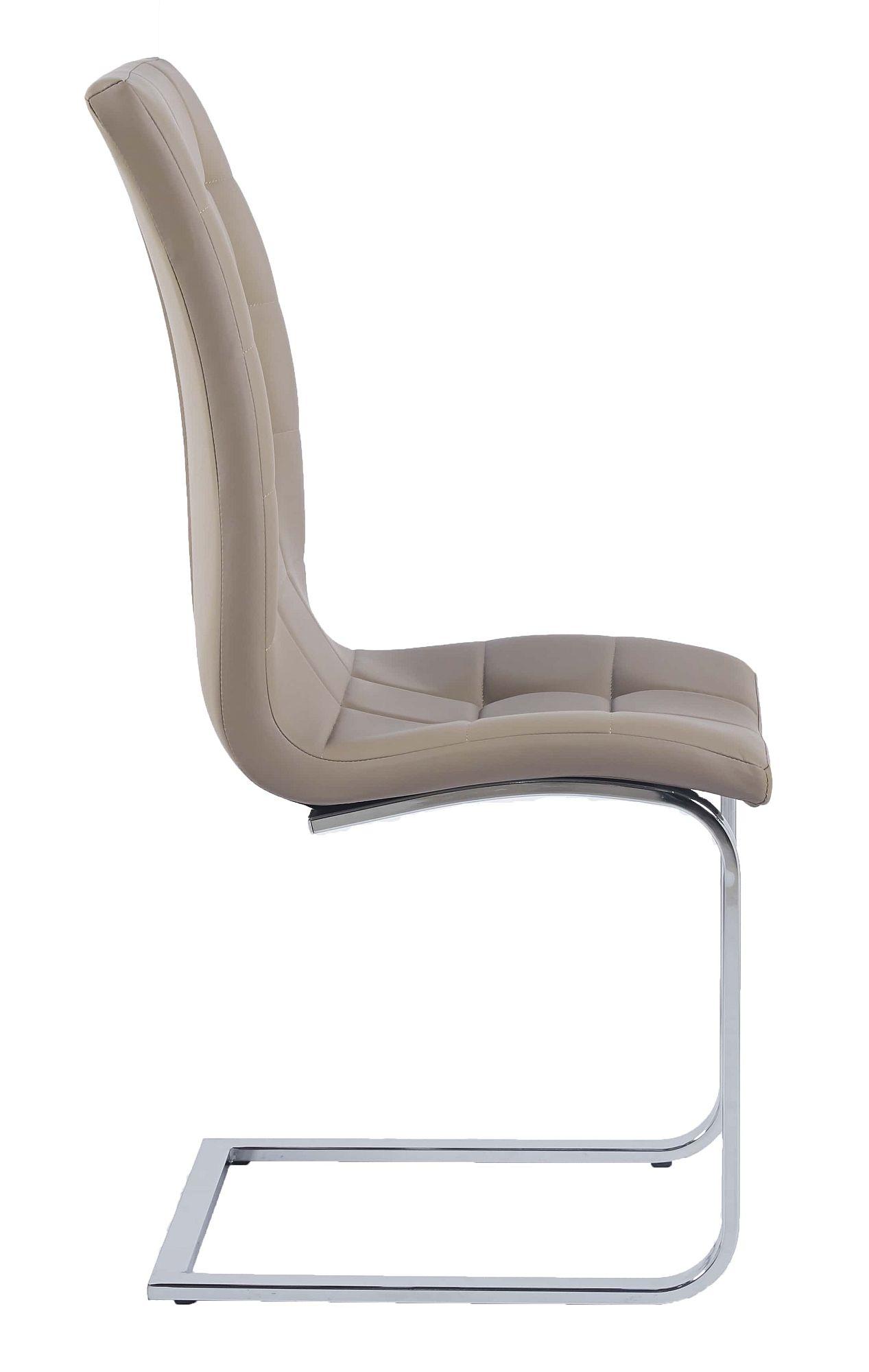 Product photograph of Jamison Beige Dining Chair Faux Leather Chrome Metal Cantilever Base from Choice Furniture Superstore.