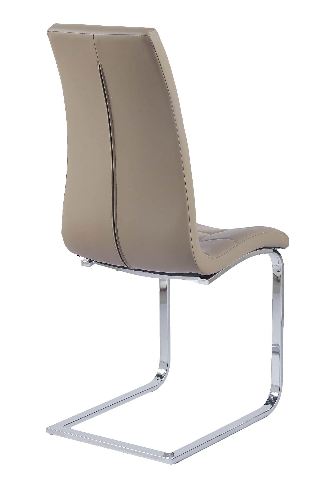 Product photograph of Jamison Beige Dining Chair Faux Leather Chrome Metal Cantilever Base from Choice Furniture Superstore.