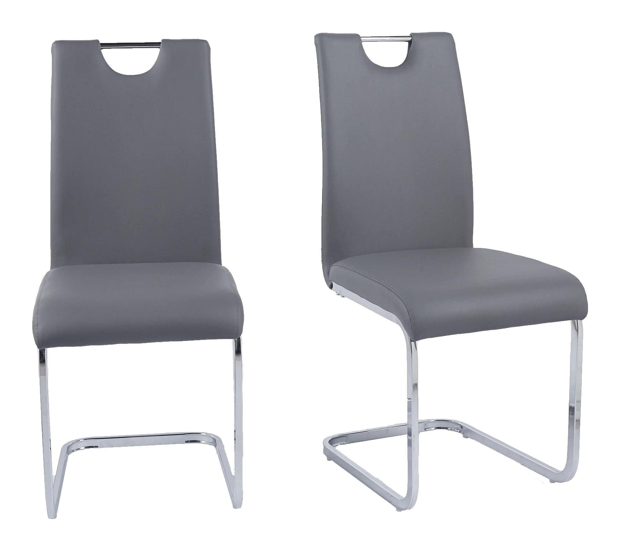 Product photograph of Bianco Grey Dining Chair Faux Leather Chrome Metal Cantilever Base from Choice Furniture Superstore.