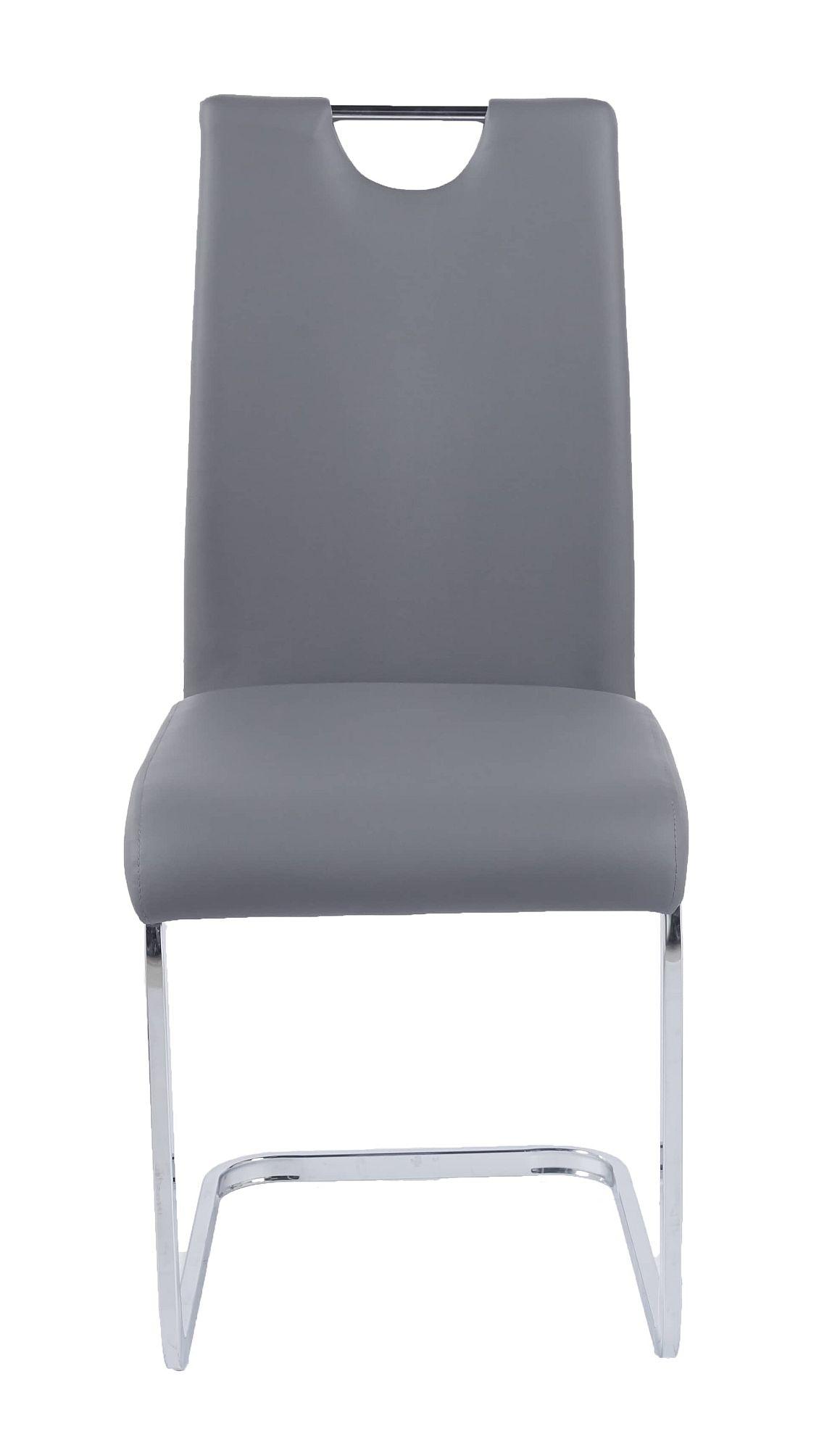 Product photograph of Bianco Grey Dining Chair Faux Leather Chrome Metal Cantilever Base from Choice Furniture Superstore.