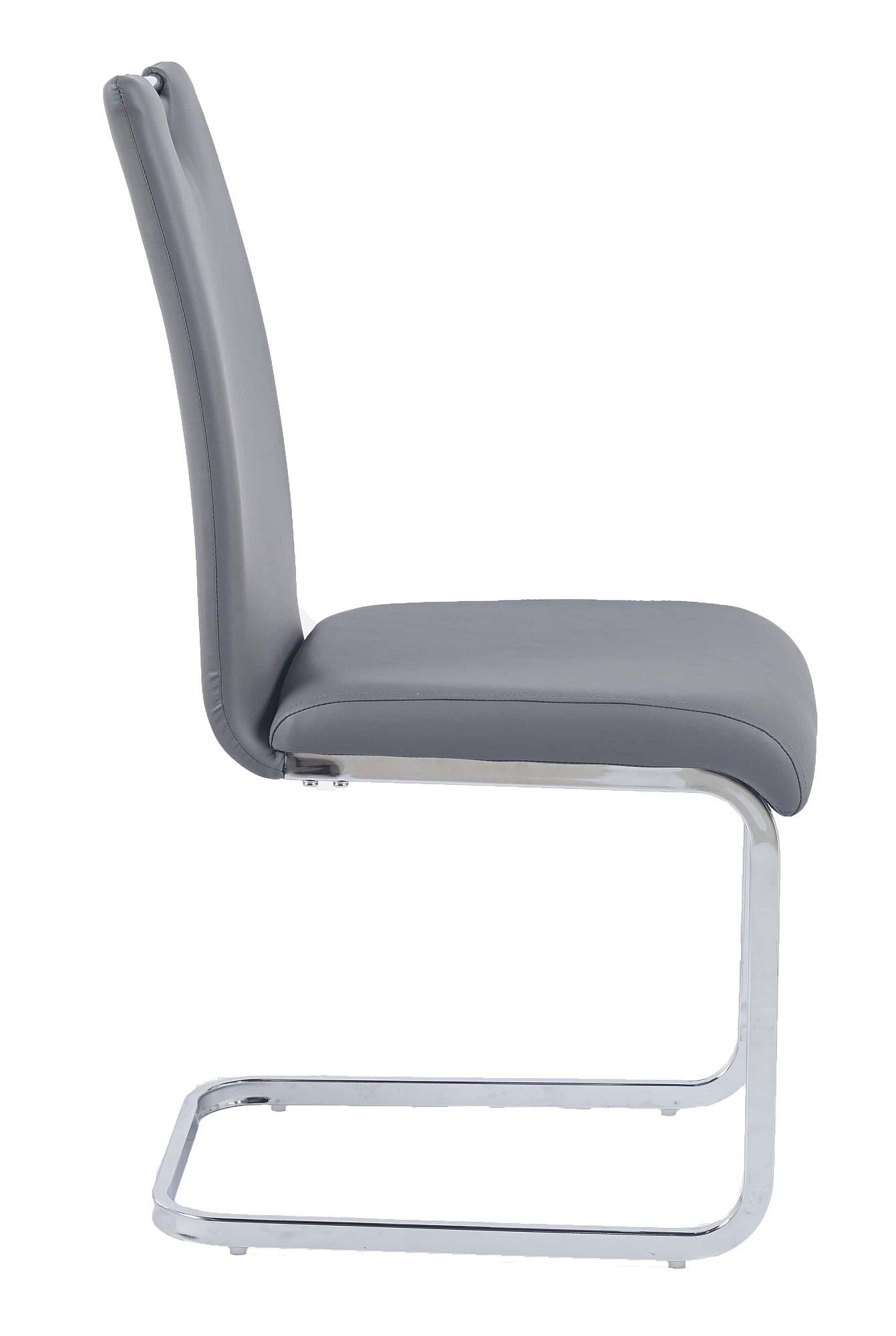 Product photograph of Bianco Grey Dining Chair Faux Leather Chrome Metal Cantilever Base from Choice Furniture Superstore.