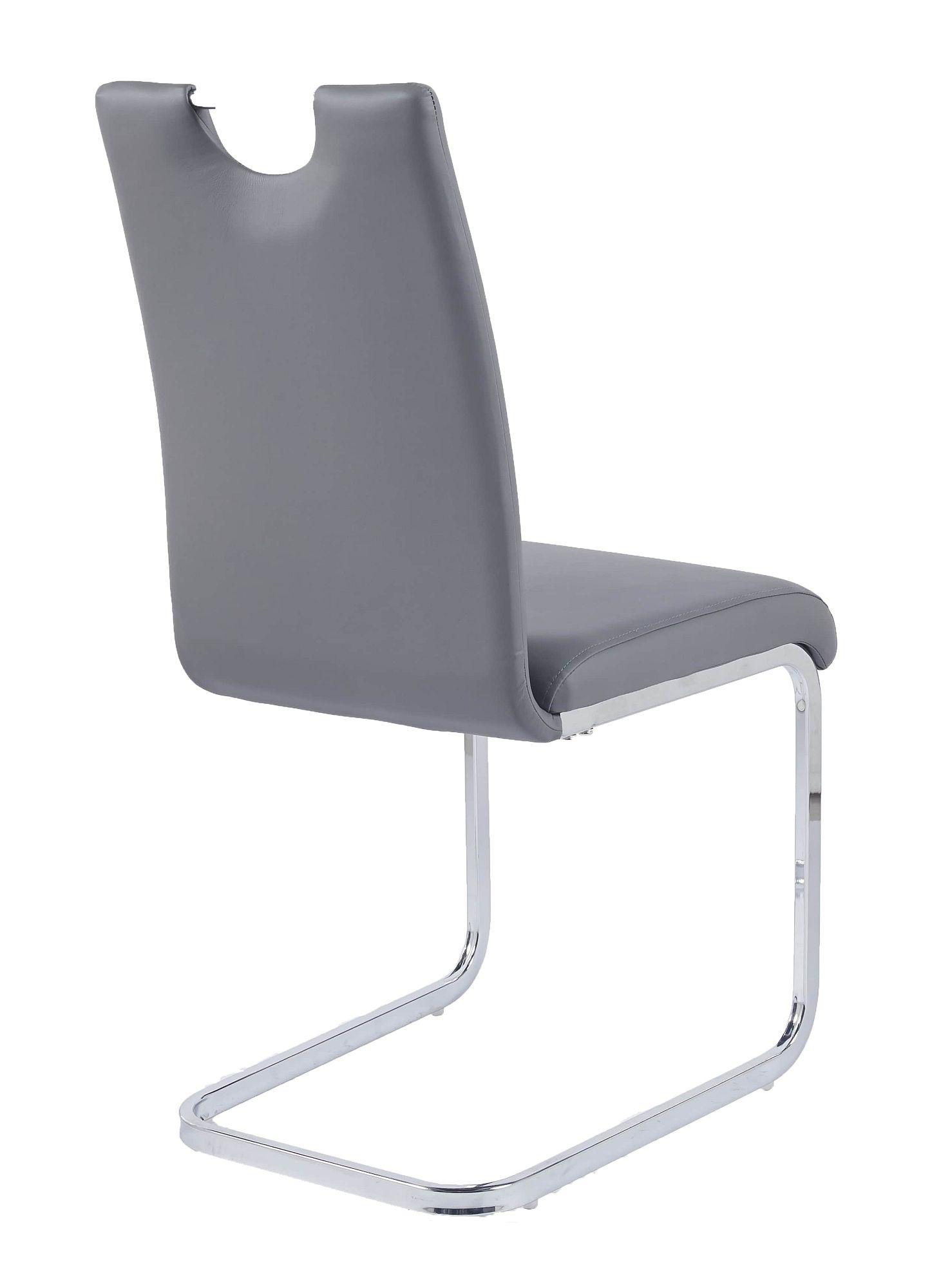 Product photograph of Bianco Grey Dining Chair Faux Leather Chrome Metal Cantilever Base from Choice Furniture Superstore.