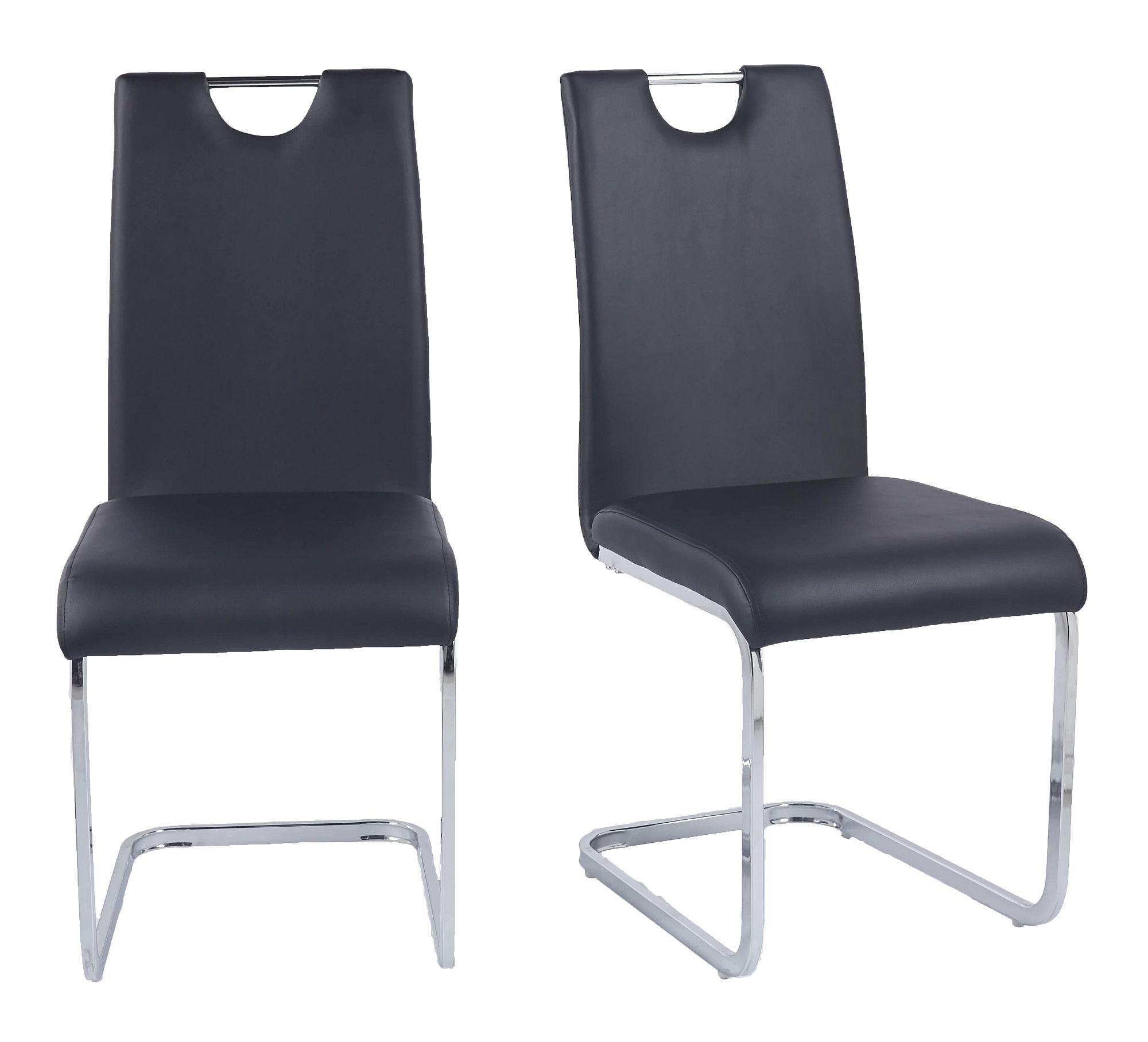 Product photograph of Bianco Black Dining Chair Faux Leather Chrome Metal Cantilever Base from Choice Furniture Superstore.