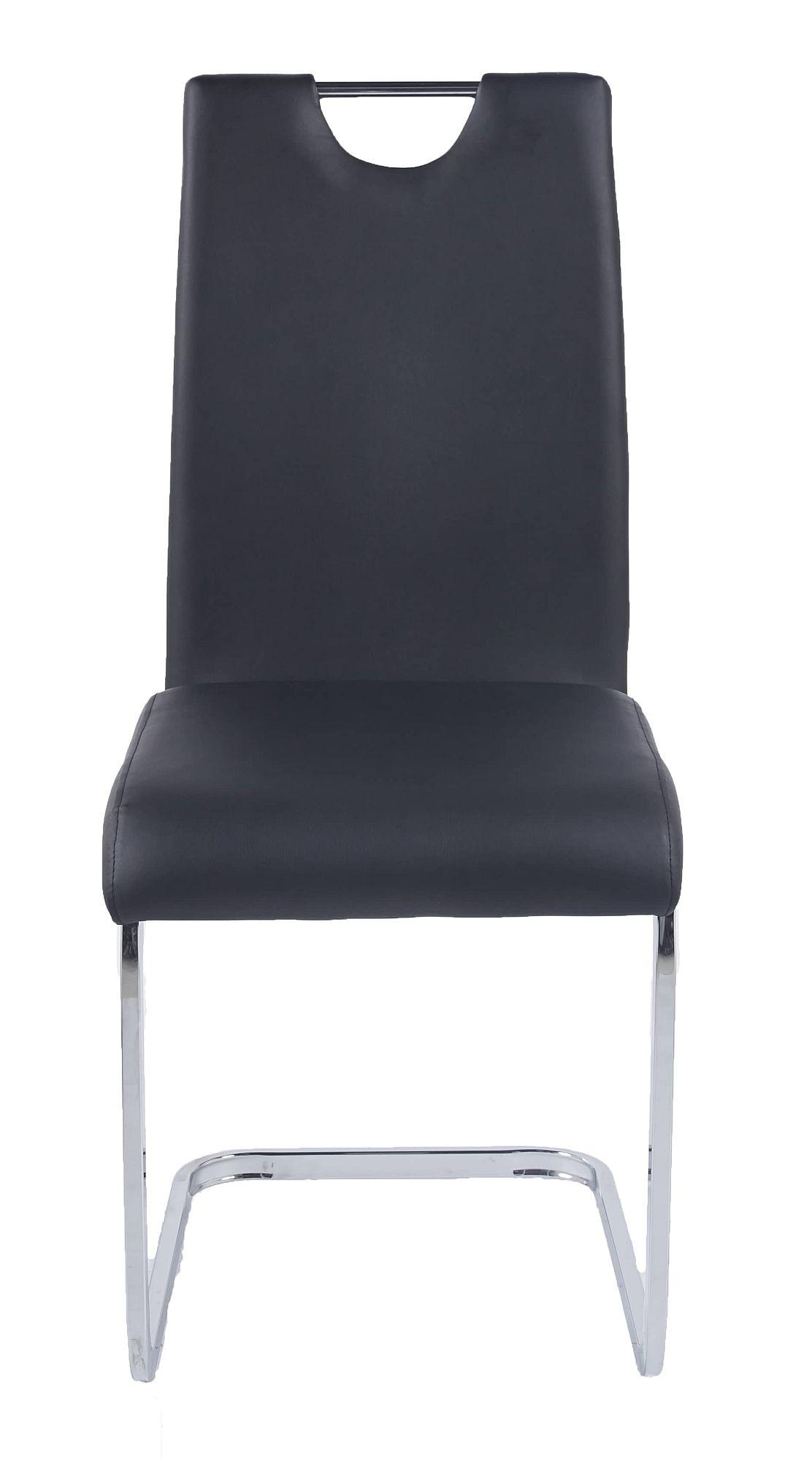 Product photograph of Bianco Black Dining Chair Faux Leather Chrome Metal Cantilever Base from Choice Furniture Superstore.