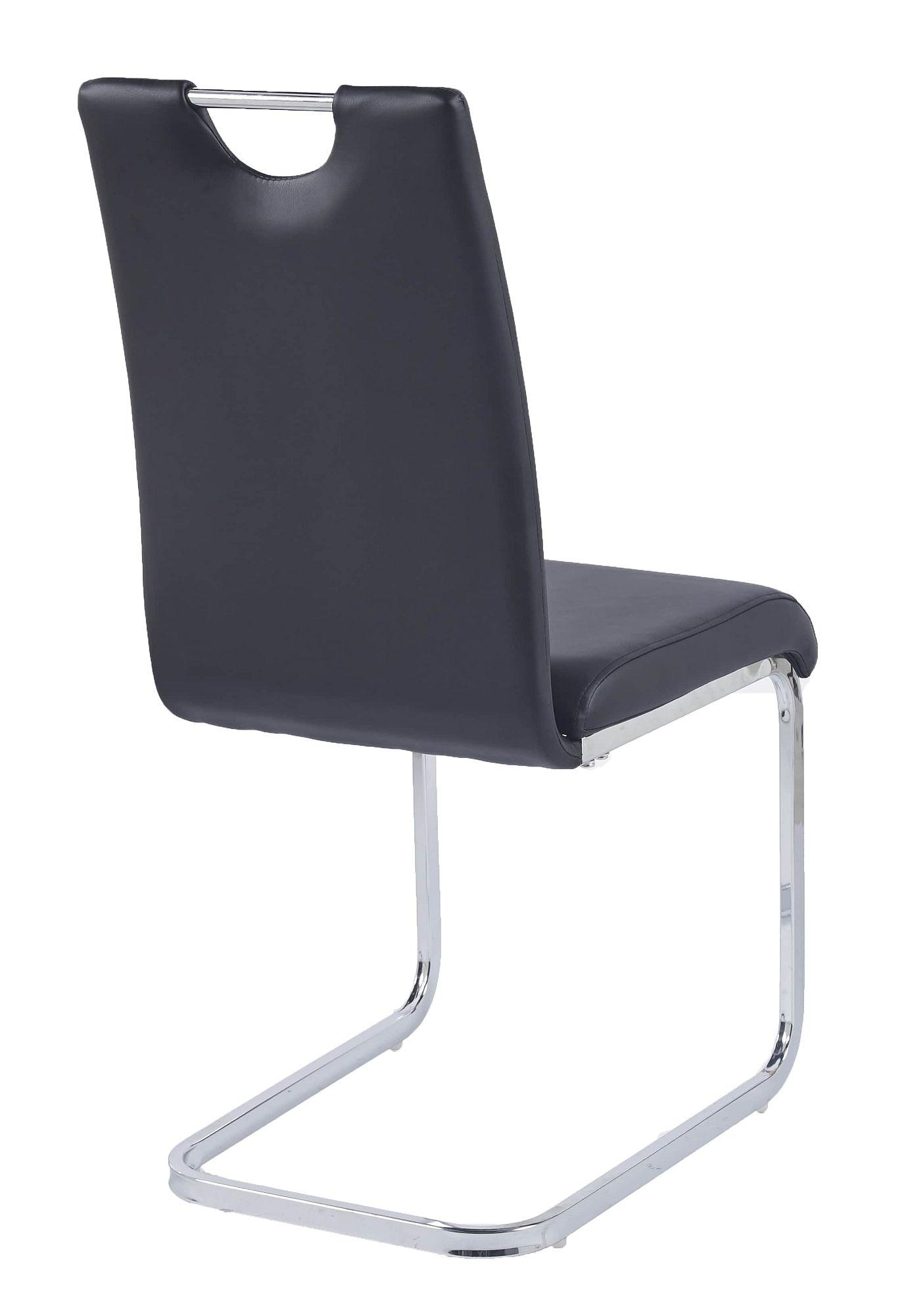 Product photograph of Bianco Black Dining Chair Faux Leather Chrome Metal Cantilever Base from Choice Furniture Superstore.