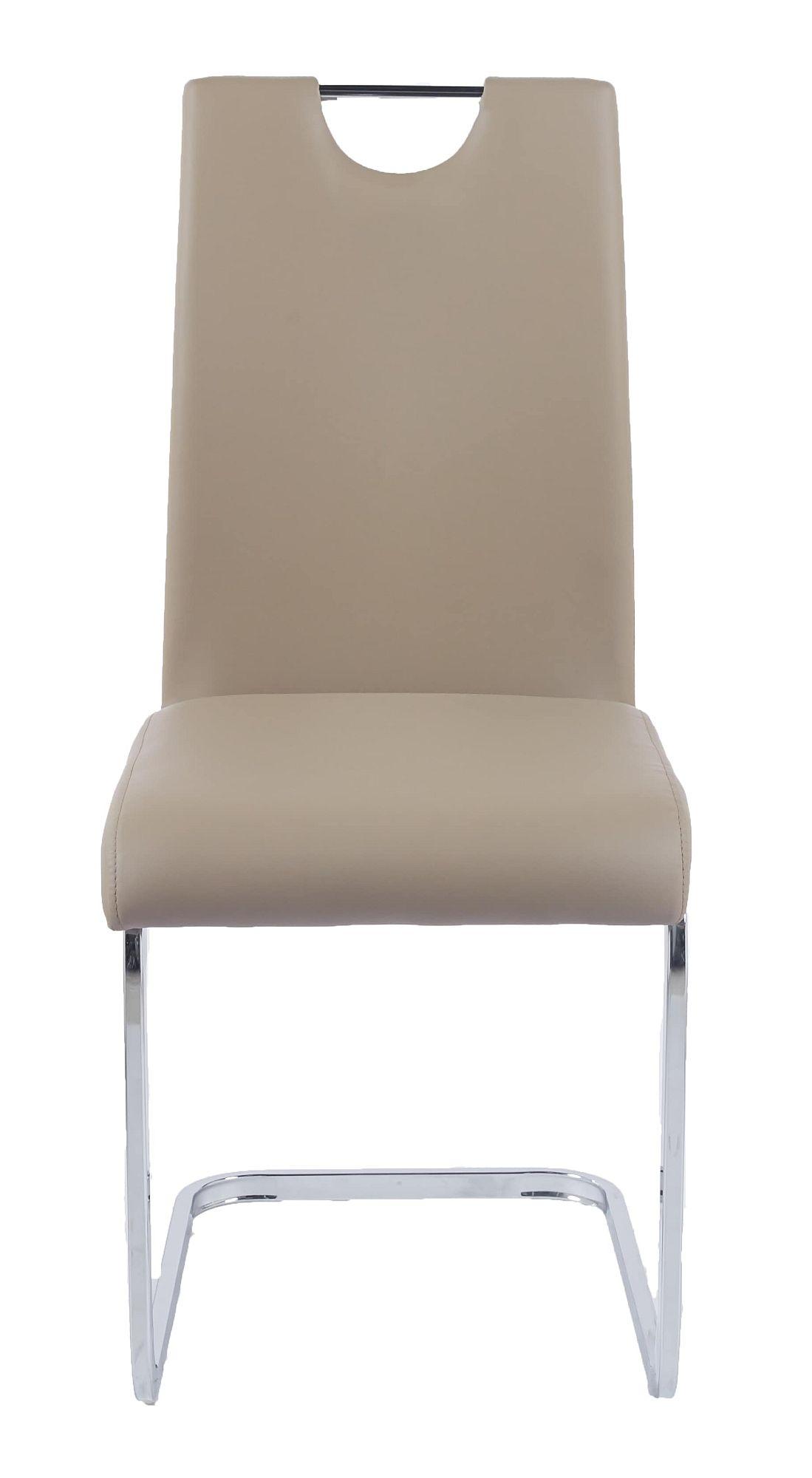 Product photograph of Bianco Beige Dining Chair Faux Leather Chrome Metal Cantilever Base from Choice Furniture Superstore.