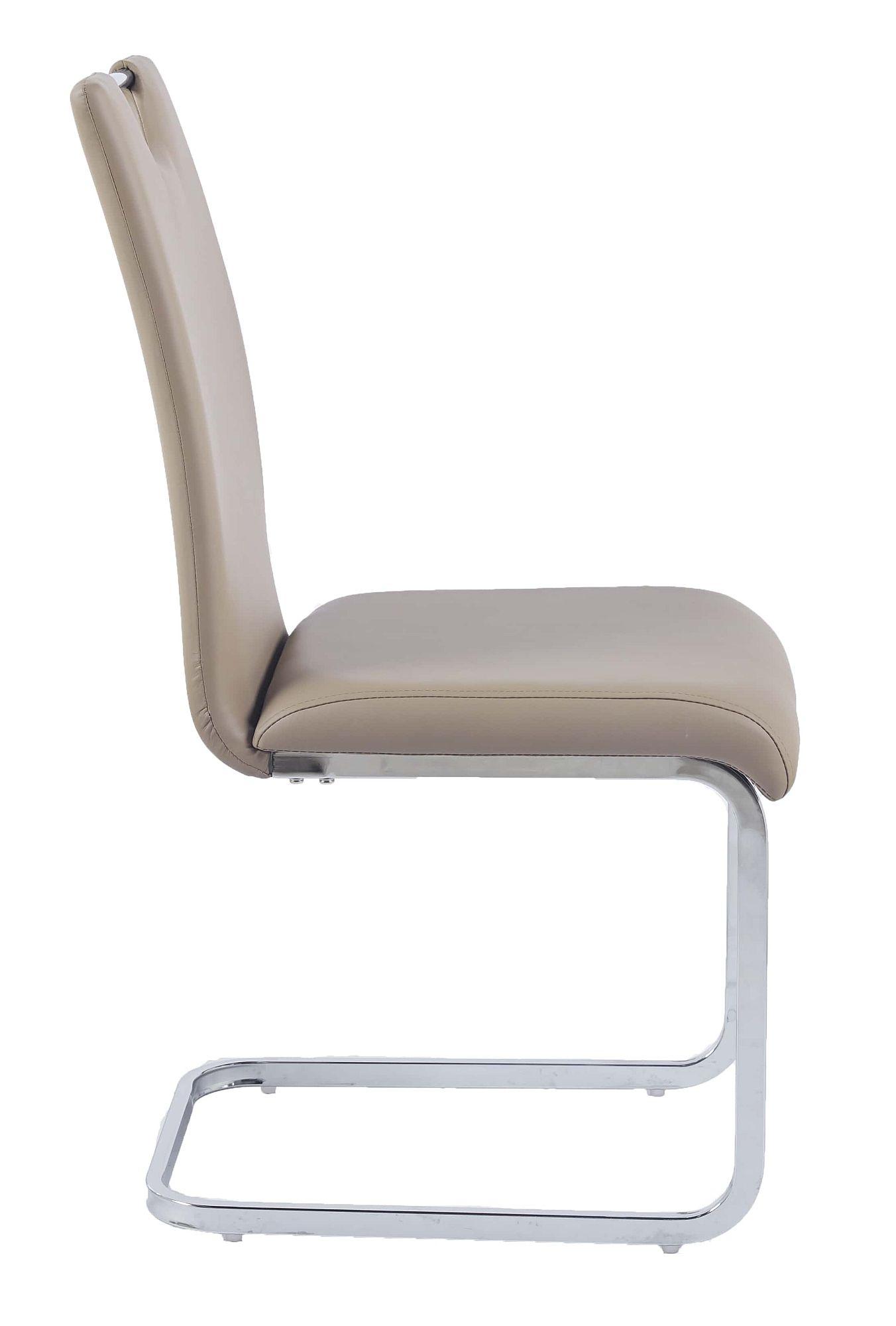 Product photograph of Bianco Beige Dining Chair Faux Leather Chrome Metal Cantilever Base from Choice Furniture Superstore.