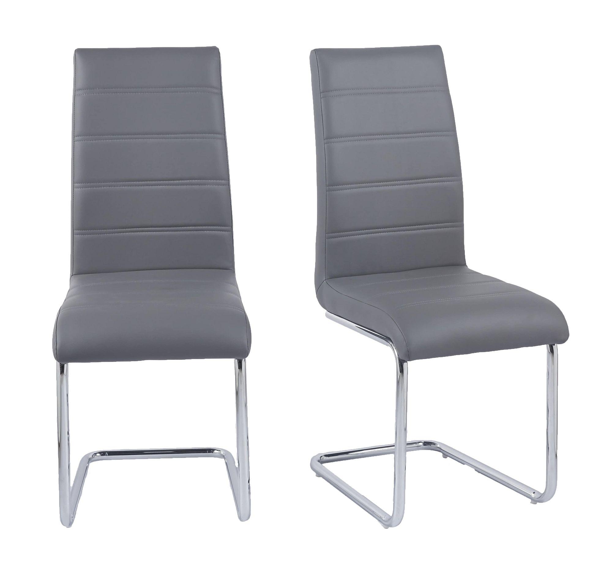 Product photograph of Roma Grey Dining Chair Faux Leather Chrome Metal Cantilever Base from Choice Furniture Superstore.