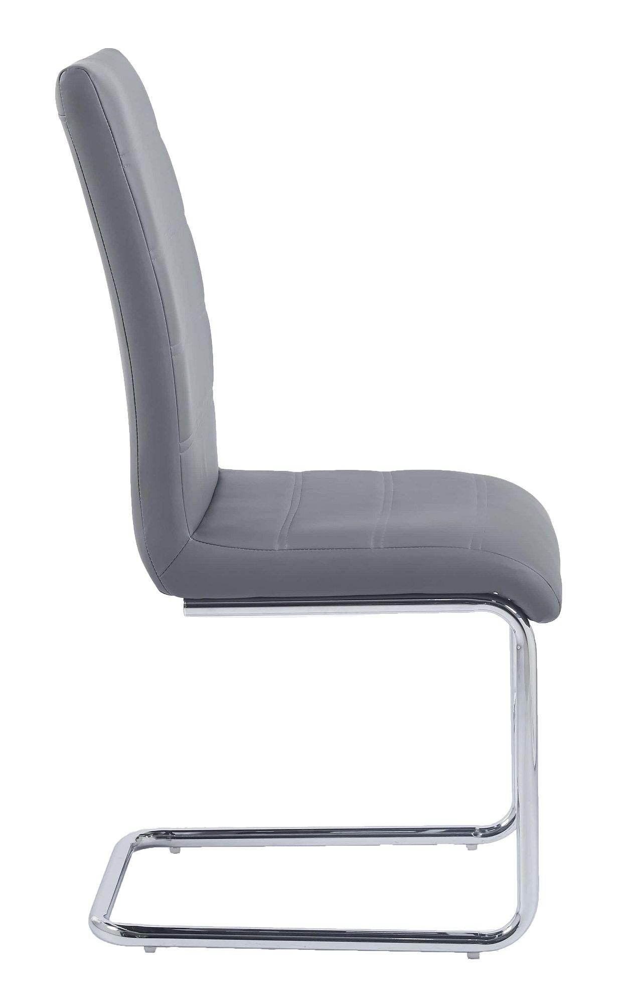 Product photograph of Roma Grey Dining Chair Faux Leather Chrome Metal Cantilever Base from Choice Furniture Superstore.