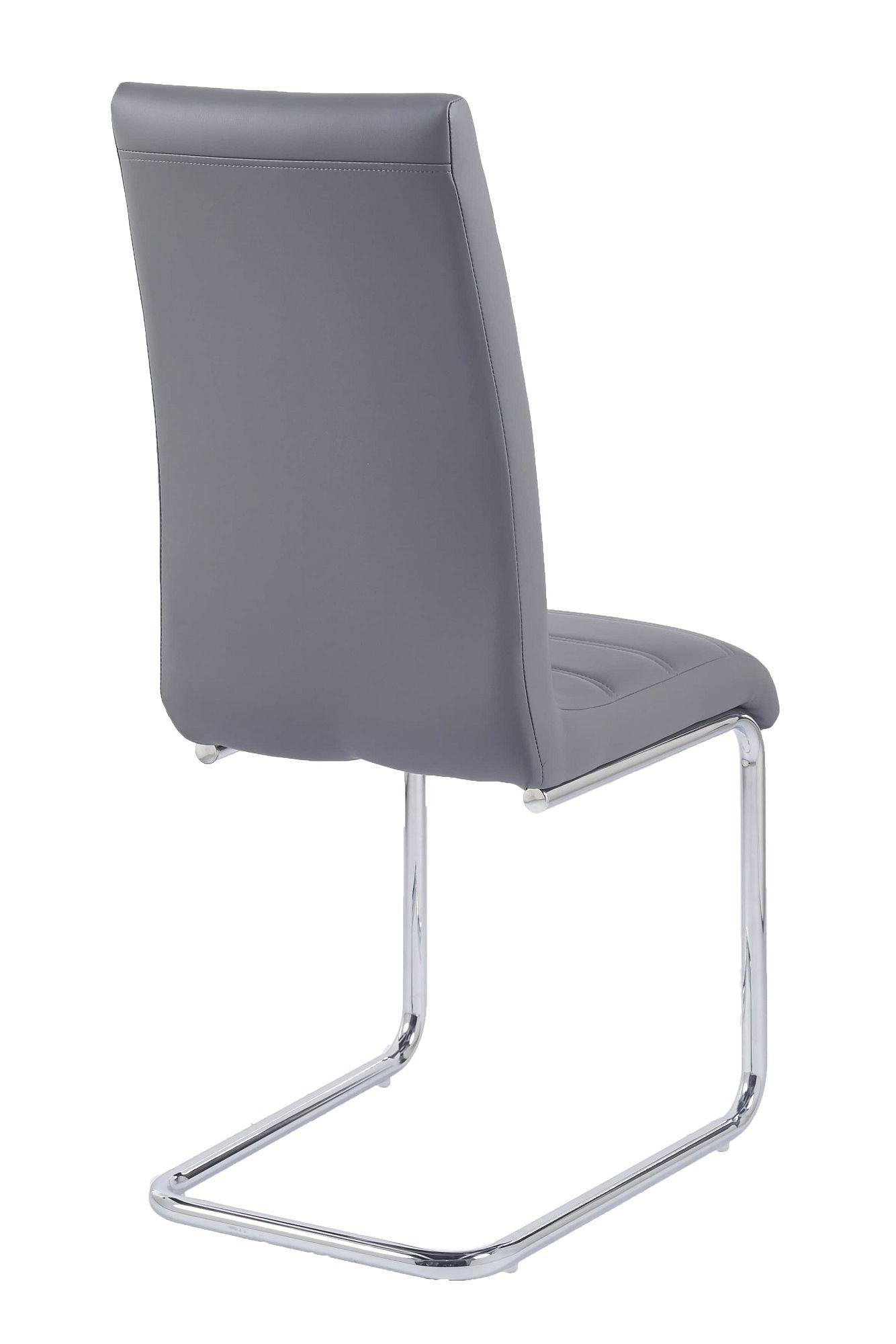 Product photograph of Roma Grey Dining Chair Faux Leather Chrome Metal Cantilever Base from Choice Furniture Superstore.