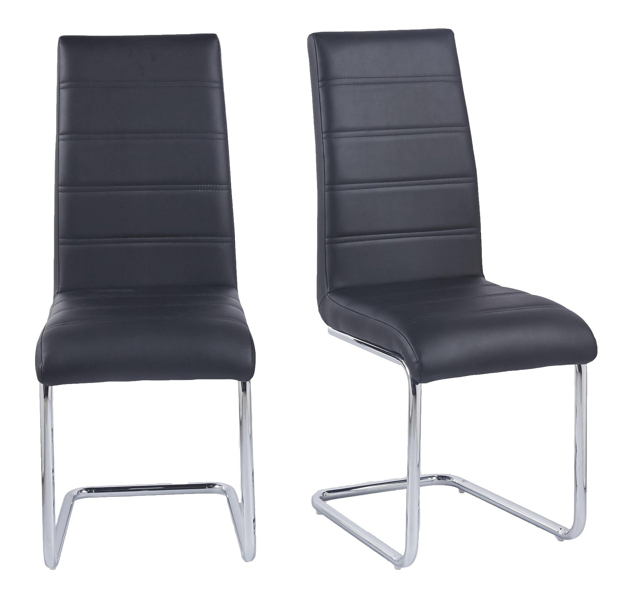 Product photograph of Roma Black Dining Chair Faux Leather Chrome Metal Cantilever Base from Choice Furniture Superstore.