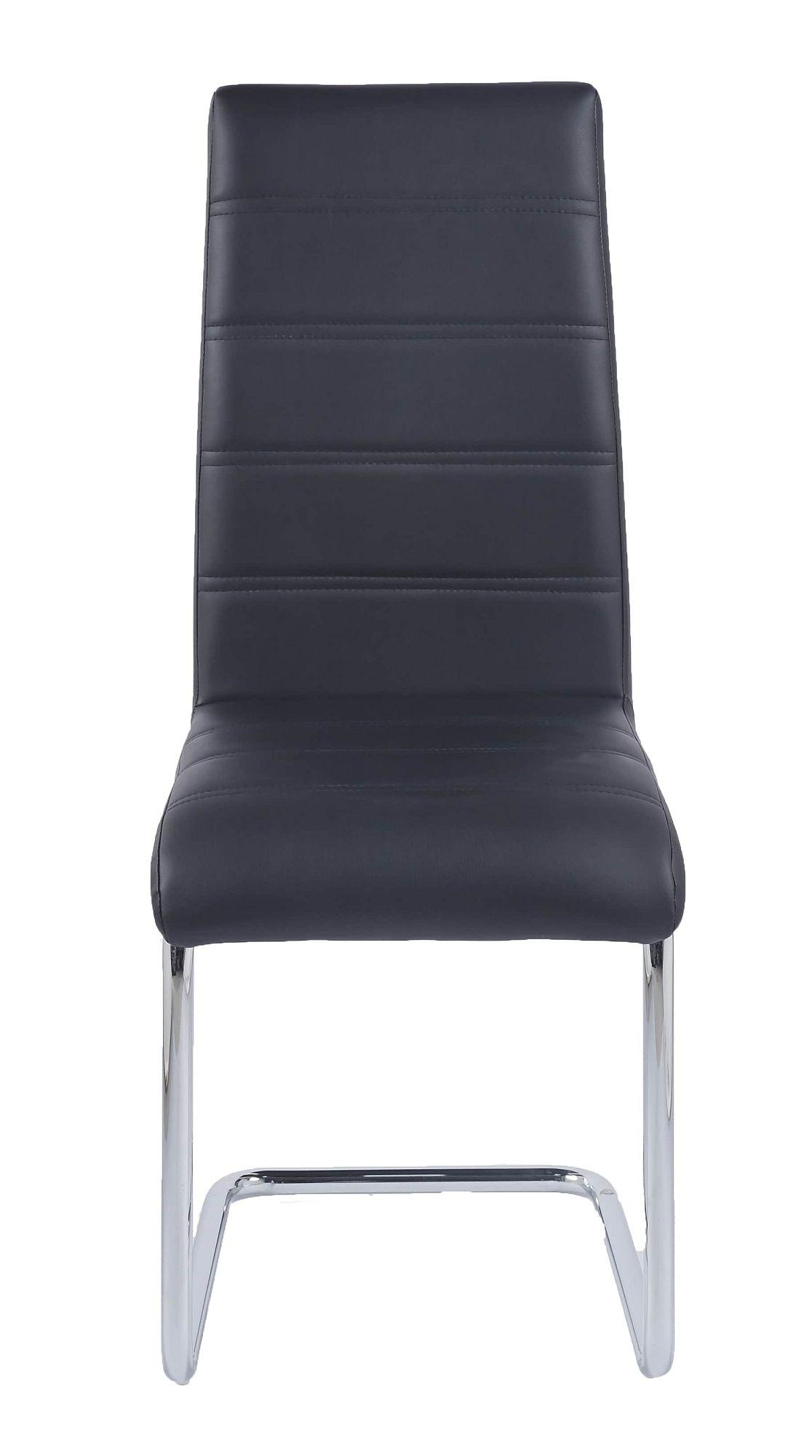 Product photograph of Roma Black Dining Chair Faux Leather Chrome Metal Cantilever Base from Choice Furniture Superstore.