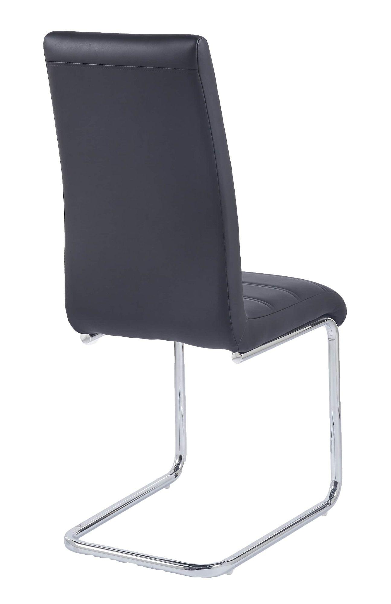 Product photograph of Roma Black Dining Chair Faux Leather Chrome Metal Cantilever Base from Choice Furniture Superstore.