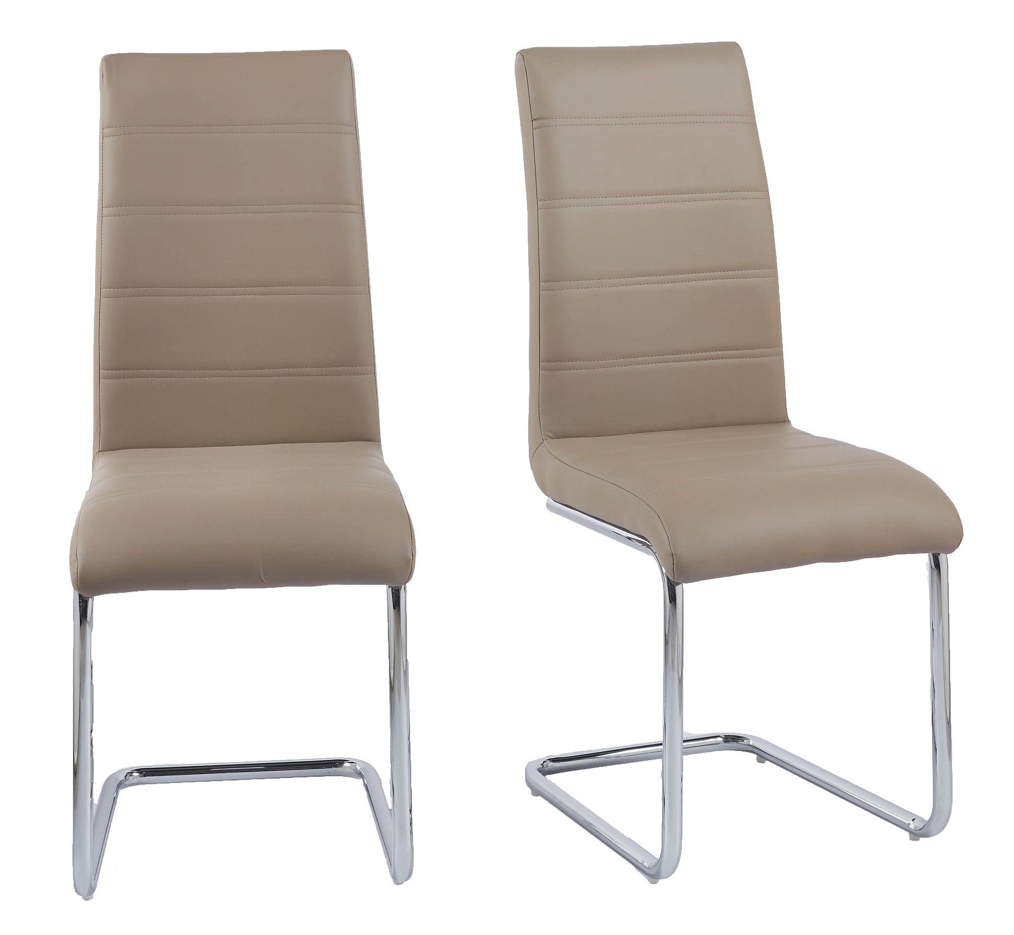 Product photograph of Roma Beige Faux Leather Dining Chair And Chrome Cantilever Base from Choice Furniture Superstore.