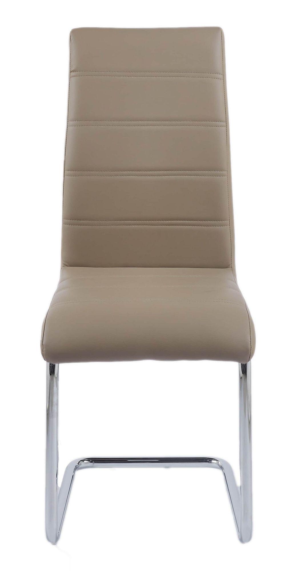 Product photograph of Roma Beige Faux Leather Dining Chair And Chrome Cantilever Base from Choice Furniture Superstore.