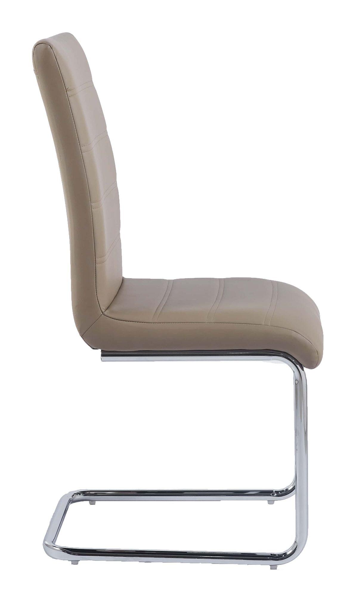 Product photograph of Roma Beige Faux Leather Dining Chair And Chrome Cantilever Base from Choice Furniture Superstore.