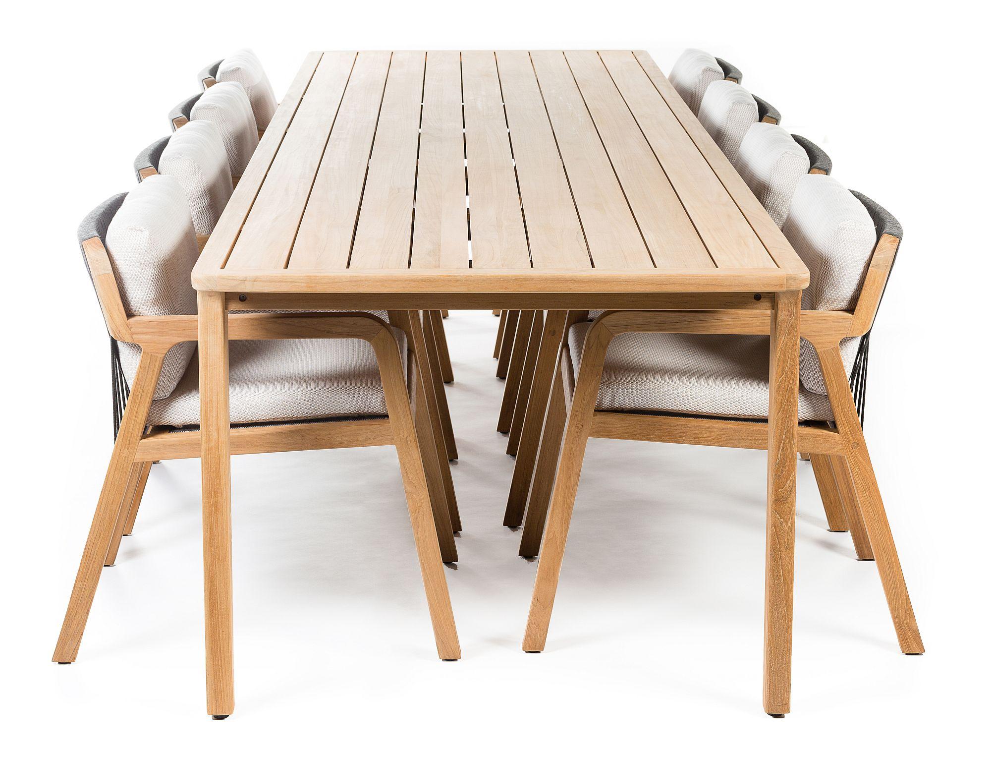 Product photograph of Skyline Flex Natural Teak Wood Outdoor 8 Seater Dining Table - 240cm from Choice Furniture Superstore.