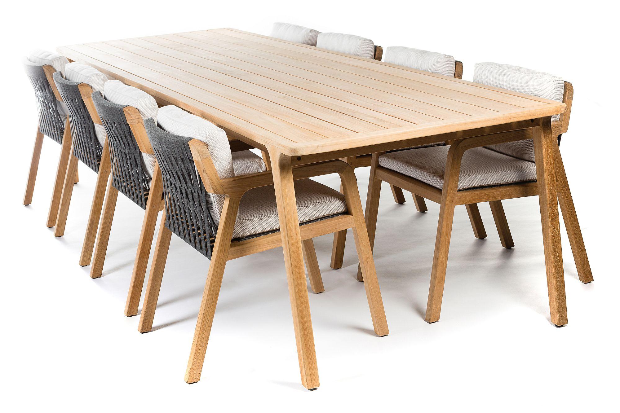 Product photograph of Skyline Flex Natural Teak Wood Outdoor 8 Seater Dining Table - 240cm from Choice Furniture Superstore.