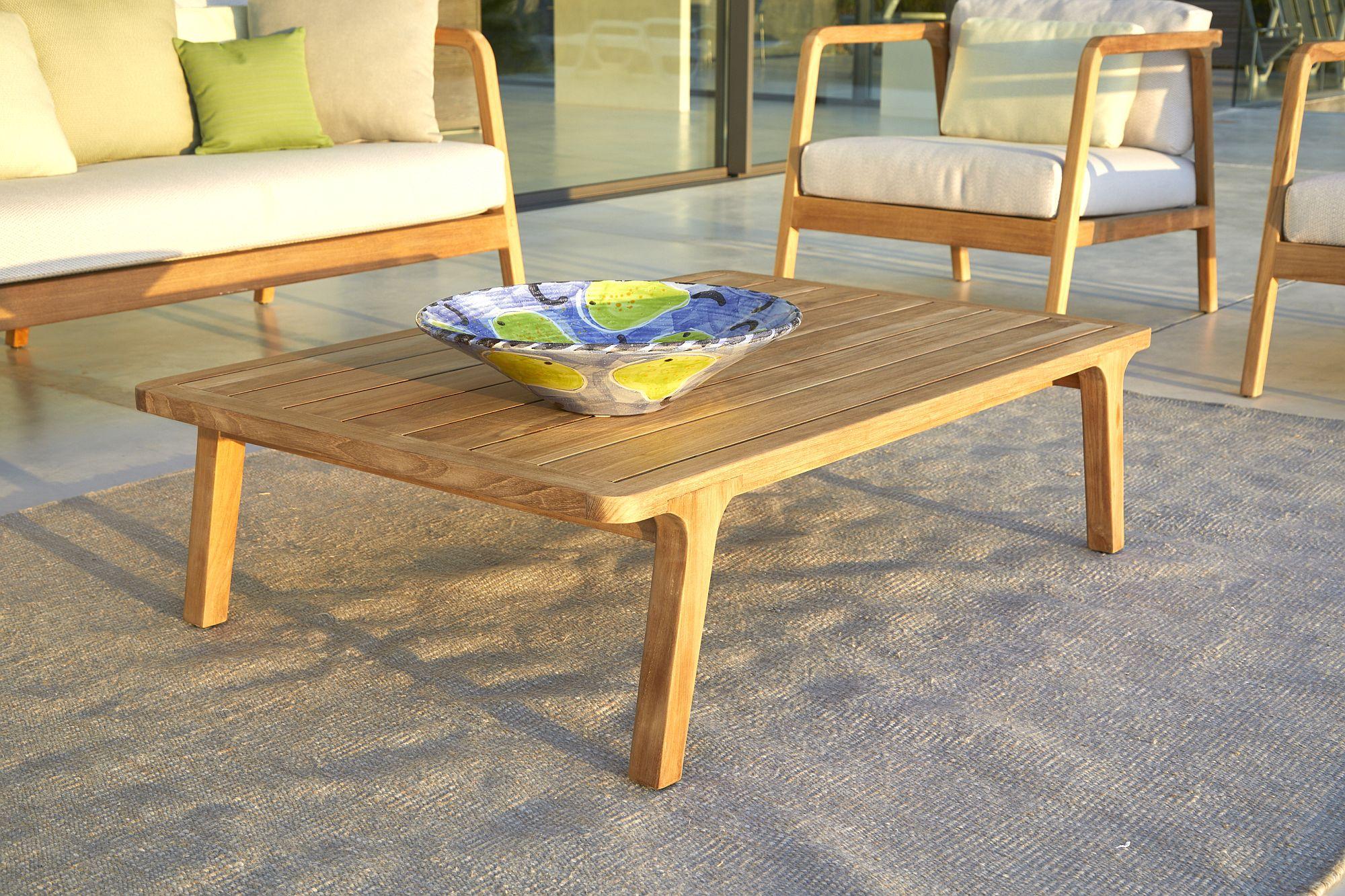 Product photograph of Skyline Flex Natural Teak Wood Outdoor Coffee Table from Choice Furniture Superstore.