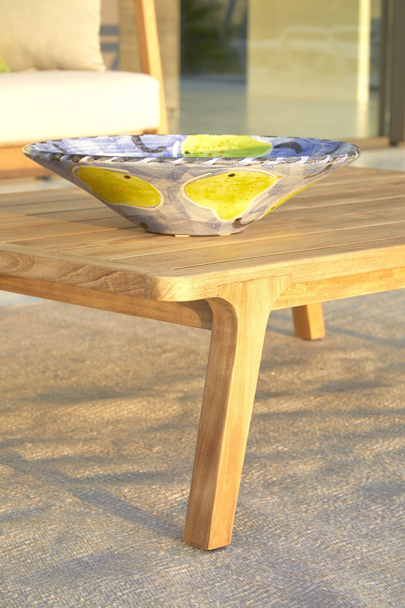 Product photograph of Skyline Flex Natural Teak Wood Outdoor Coffee Table from Choice Furniture Superstore.