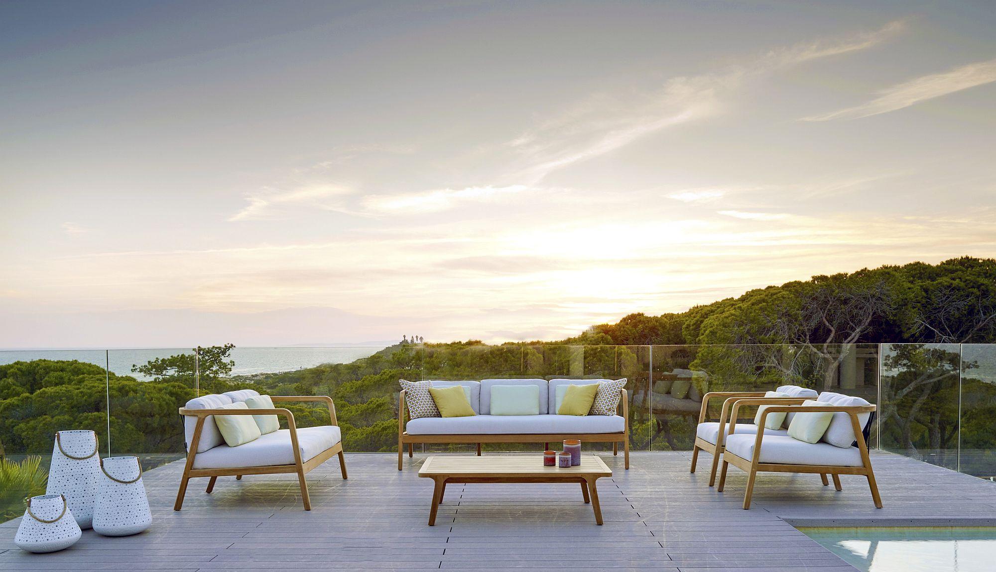 Product photograph of Skyline Flex Natural Teak Wood Outdoor Coffee Table from Choice Furniture Superstore.