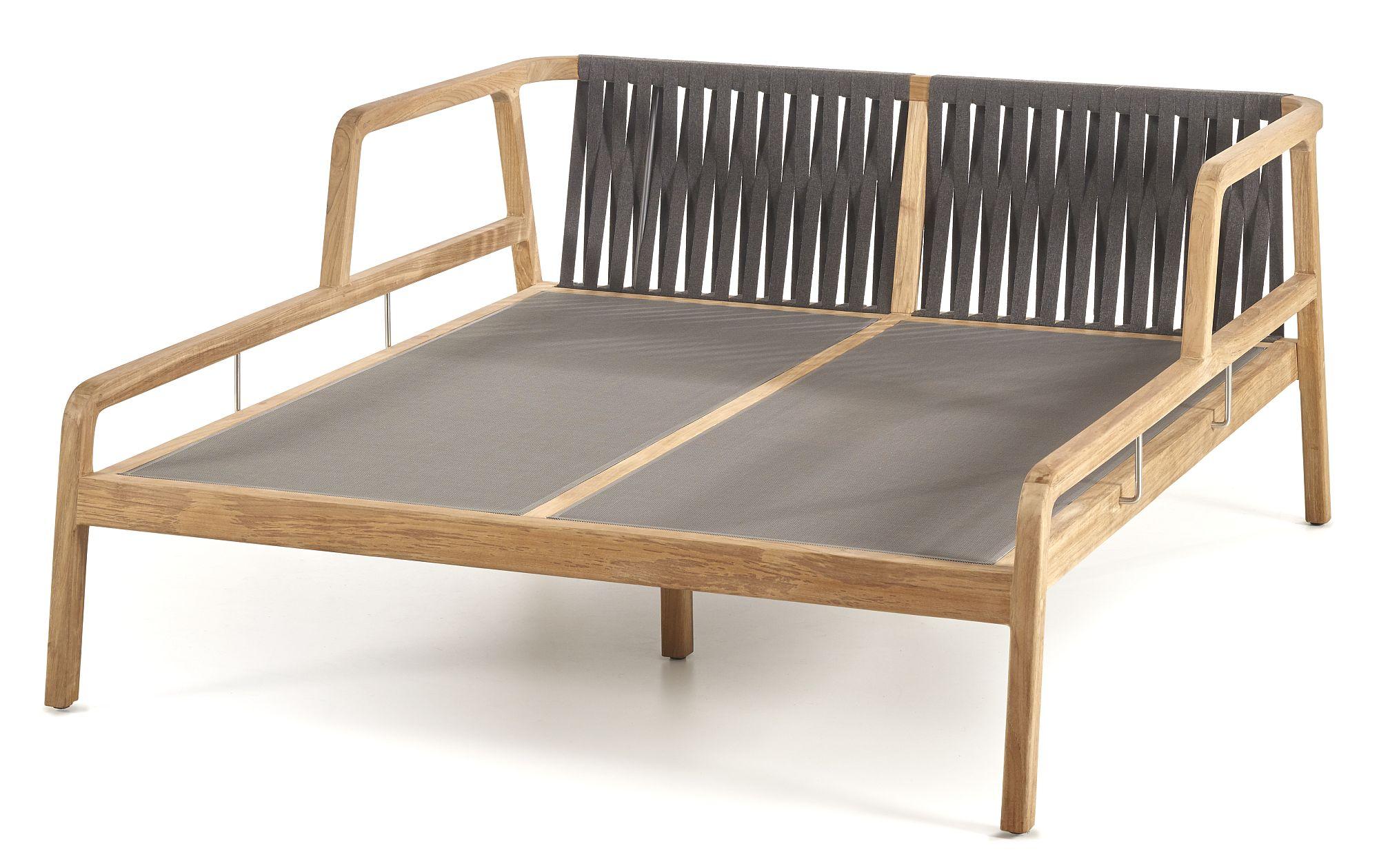 Product photograph of Skyline Flex Natural Teak Wood Outdoor Day Bed from Choice Furniture Superstore.