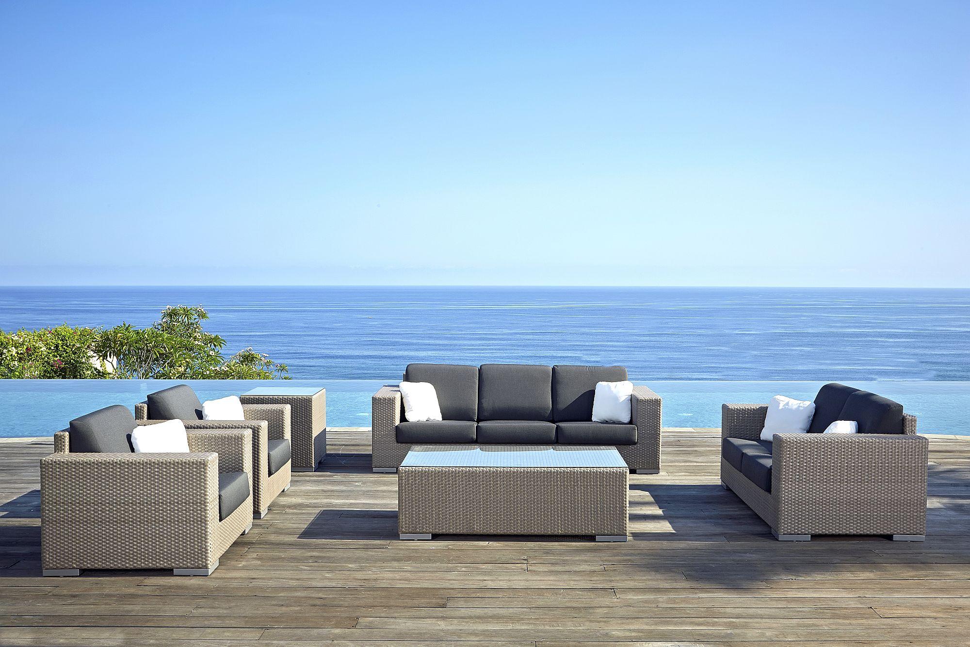 Product photograph of Skyline Brando Walnut Weave Outdoor Armchair from Choice Furniture Superstore.