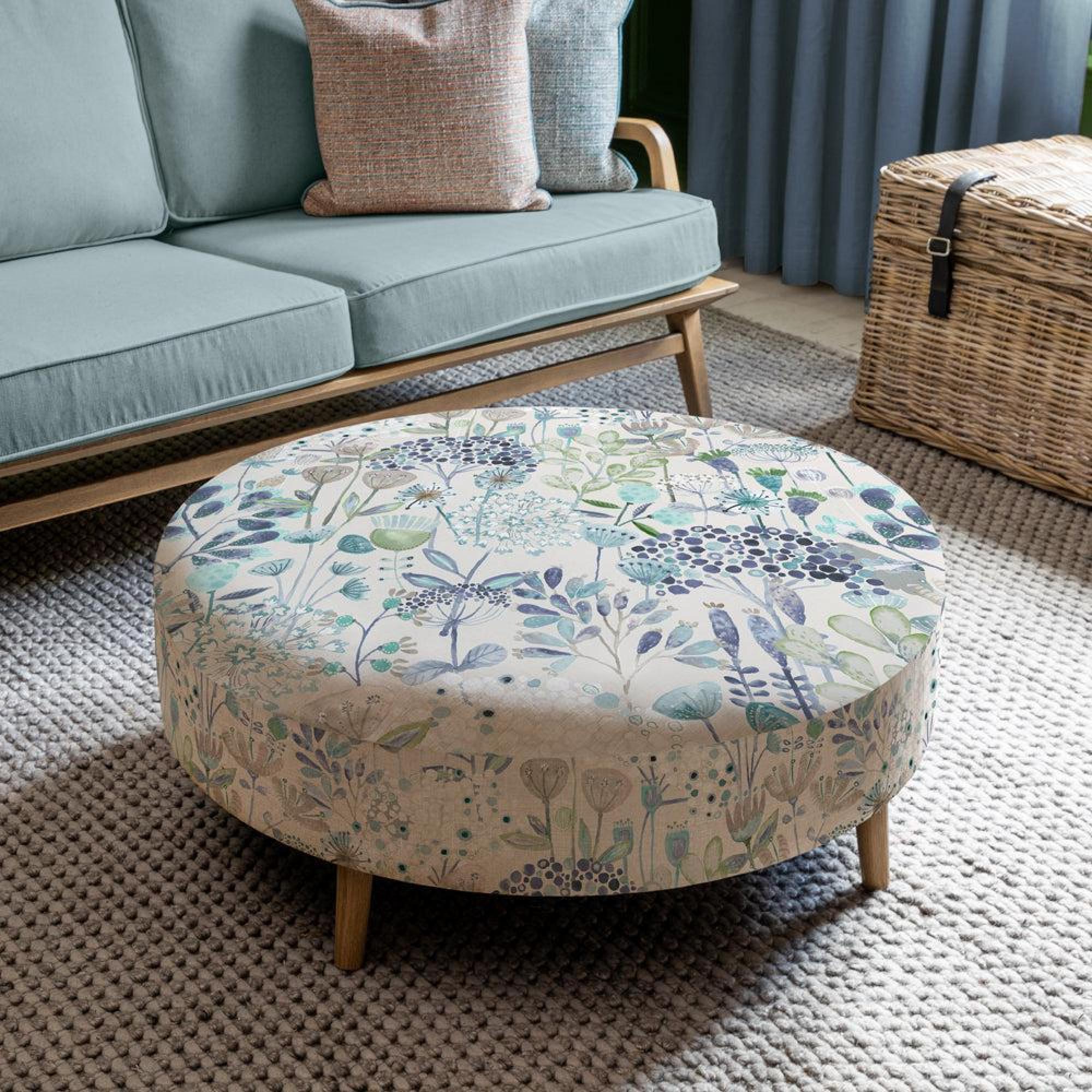 Product photograph of Voyage Maison Ailsa Petra Cornflower Large Footstool from Choice Furniture Superstore.