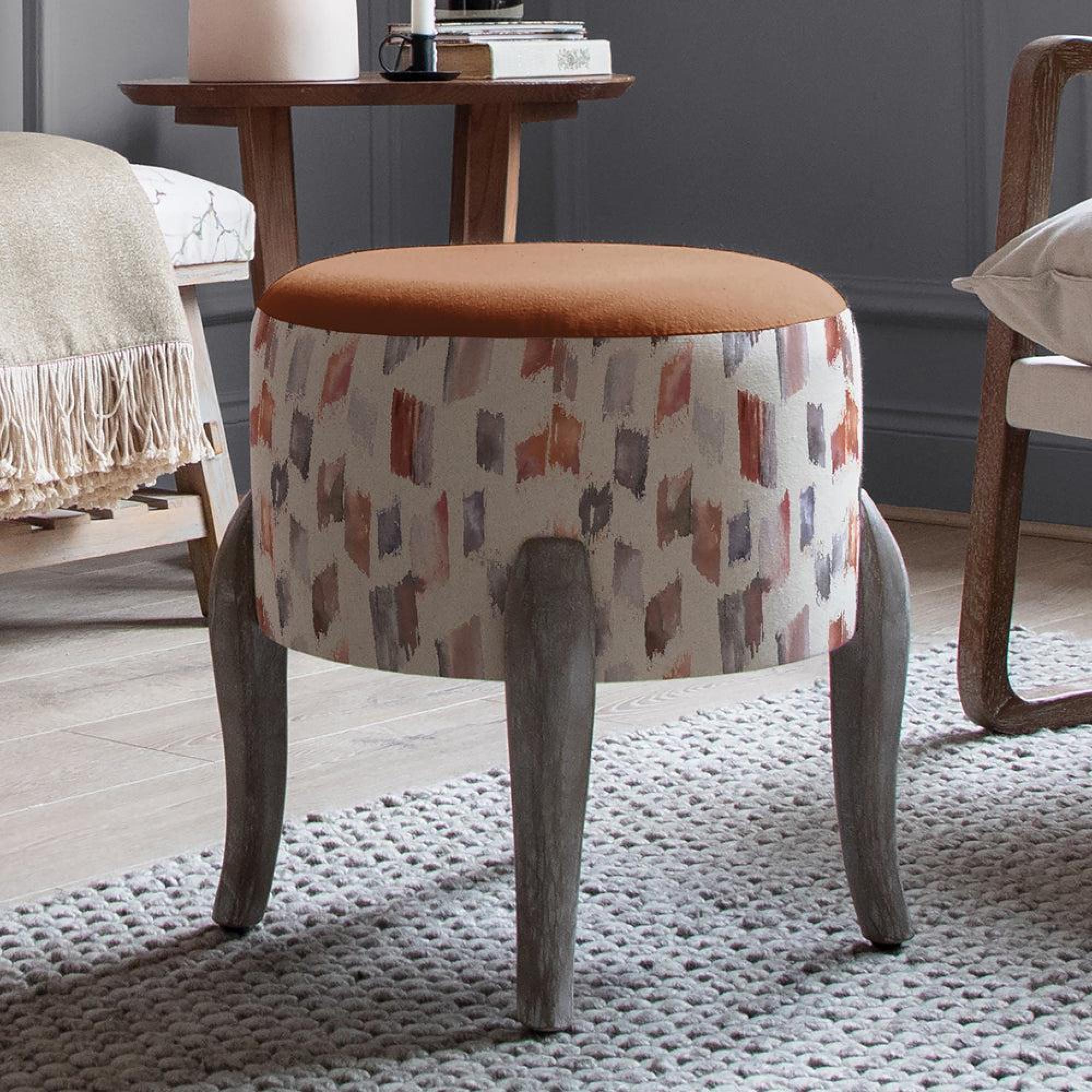 Product photograph of Voyage Maison Arwen Rosewater Printed Finn Footstool from Choice Furniture Superstore.