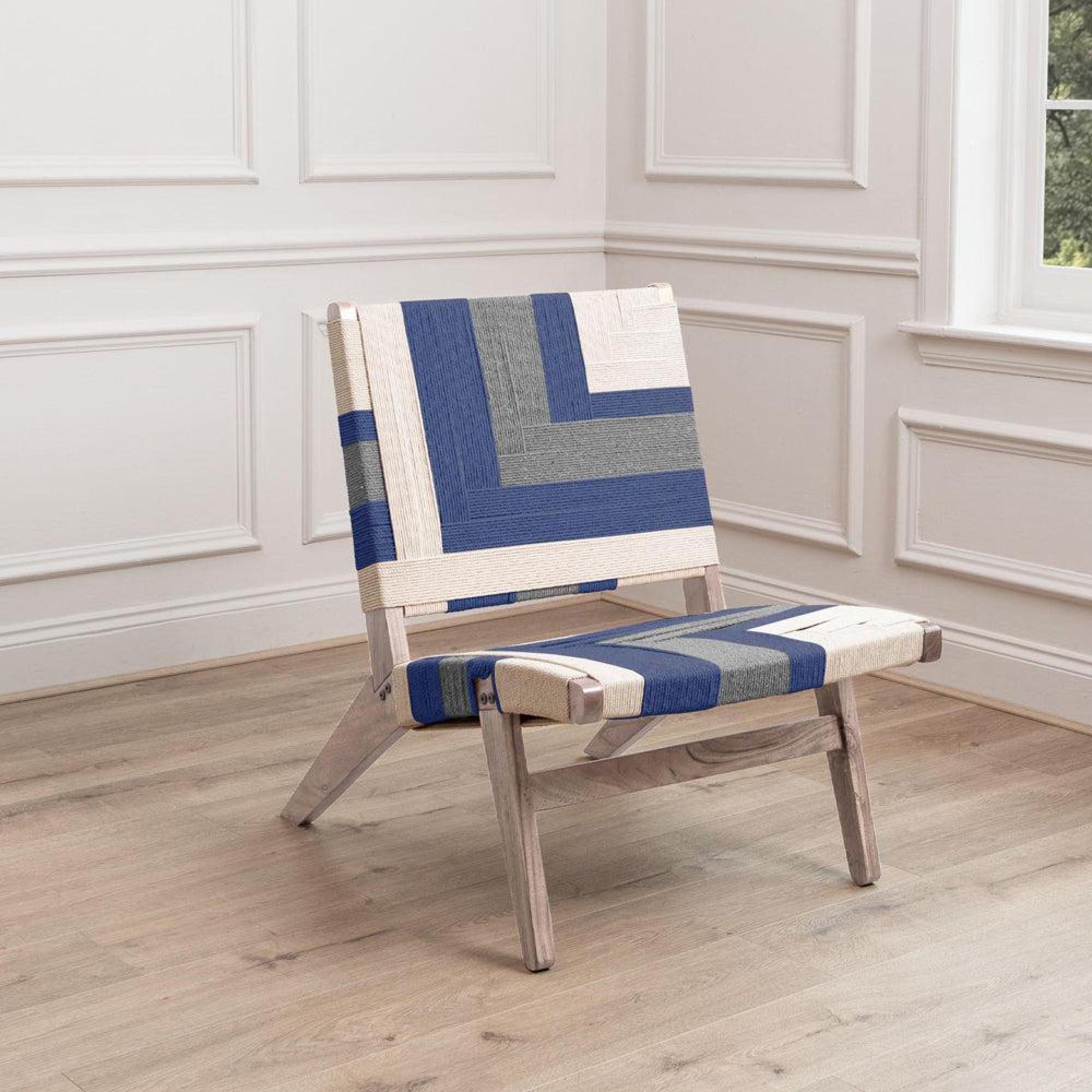 Product photograph of Voyage Maison Ballari Blue Woven Chair from Choice Furniture Superstore.
