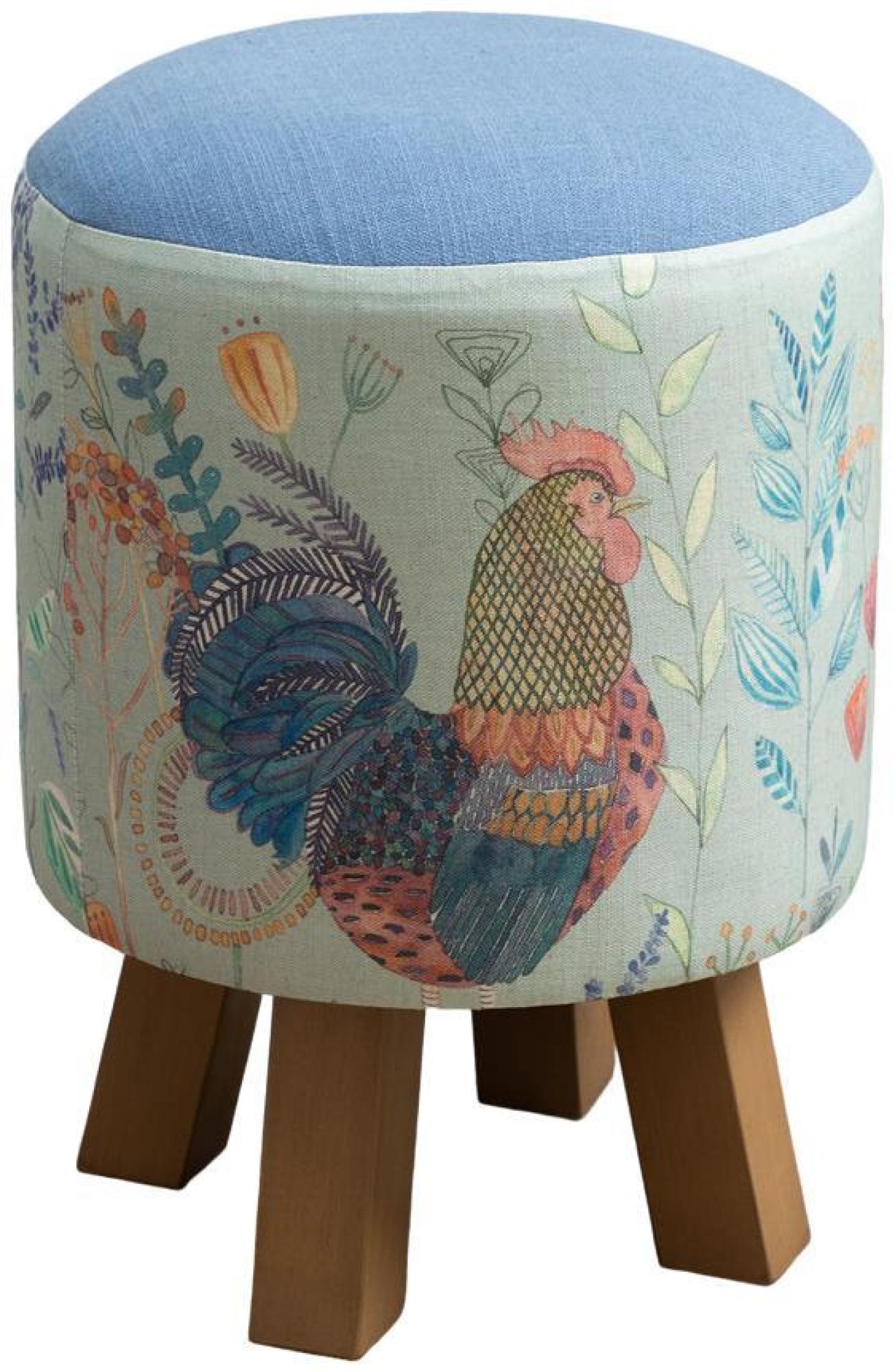 Product photograph of Voyage Maison Bilbury Flock Robins Egg Monty Round Footstool from Choice Furniture Superstore.