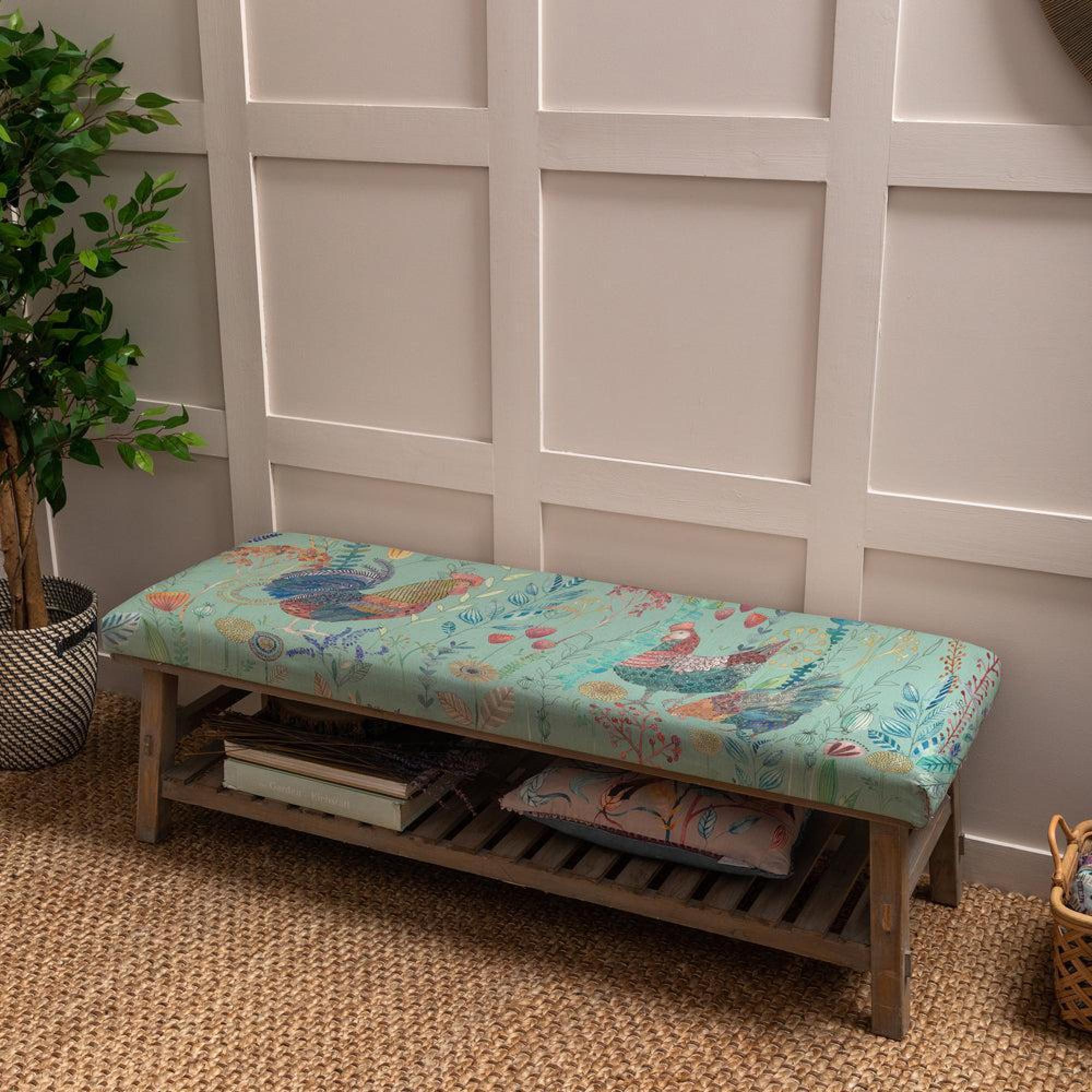 Product photograph of Voyage Maison Bilbury Flock Robins Egg Rupert Bench from Choice Furniture Superstore.