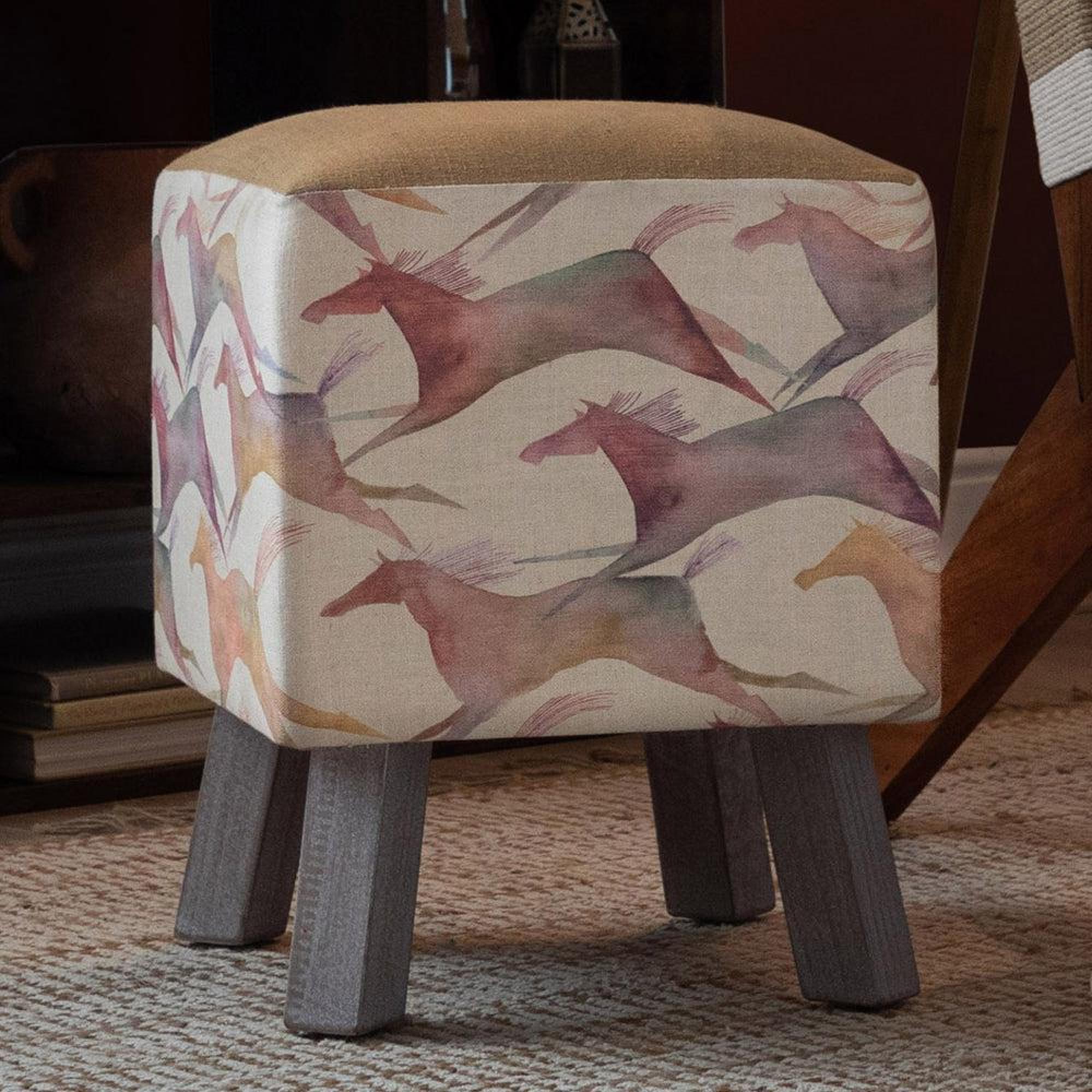 Product photograph of Voyage Maison Dakota Sand Printed Toby Footstool from Choice Furniture Superstore.