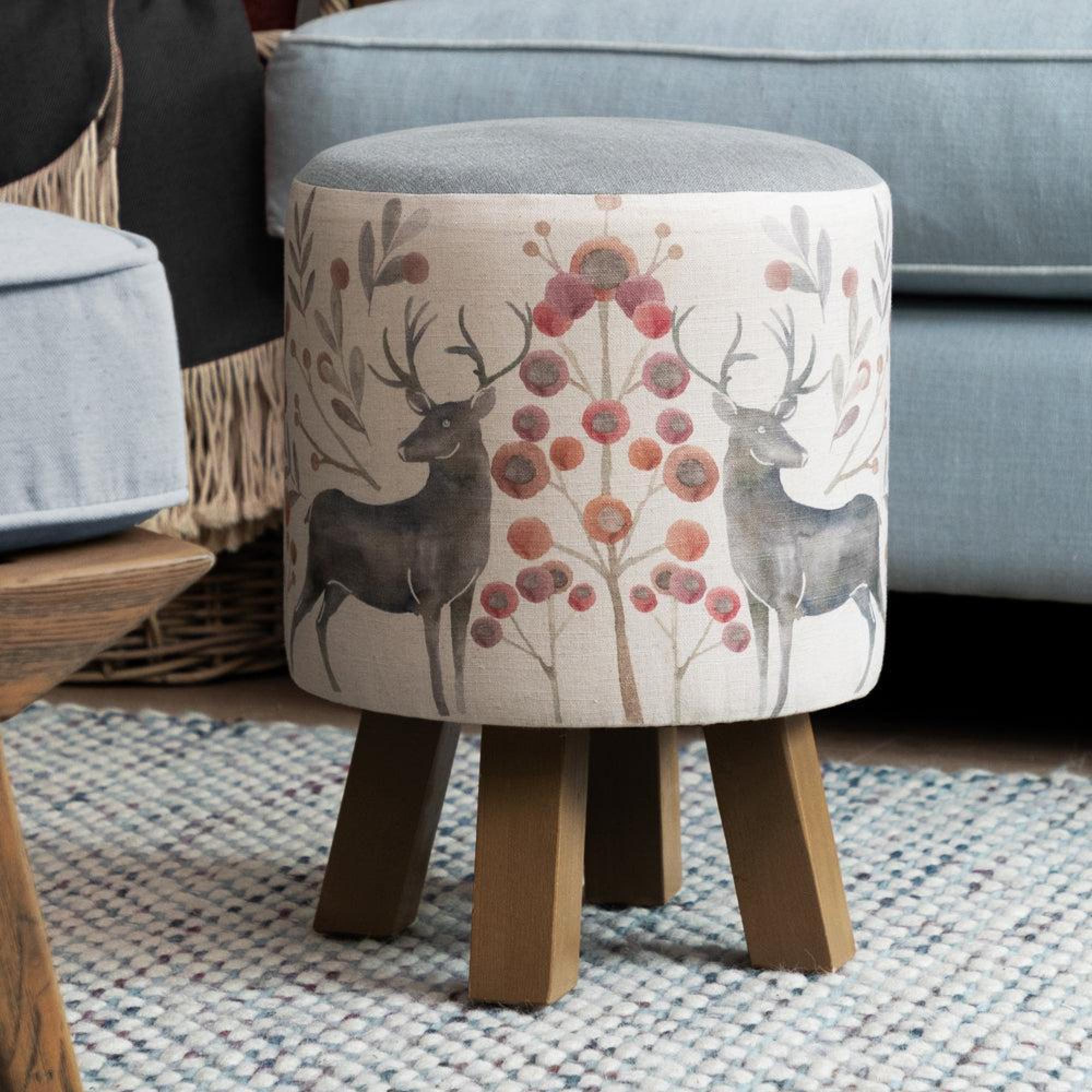 Product photograph of Voyage Maison Edo Mulberry Monty Round Footstool from Choice Furniture Superstore.