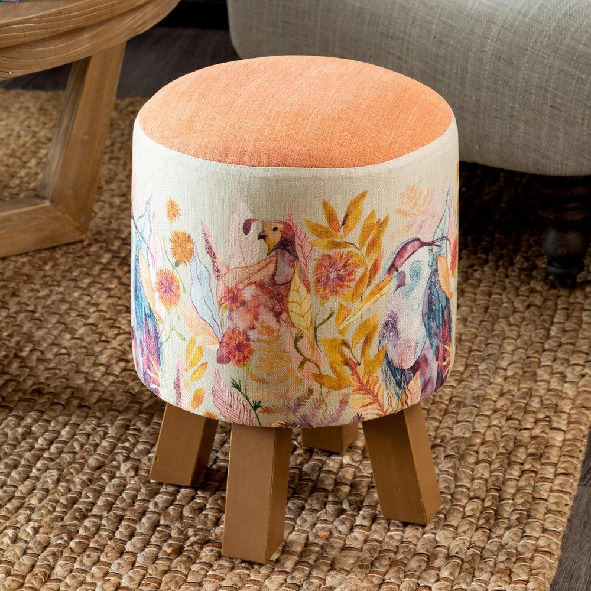 Product photograph of Voyage Maison Ennerdale Forest Harvest Monty Round Footstool from Choice Furniture Superstore.