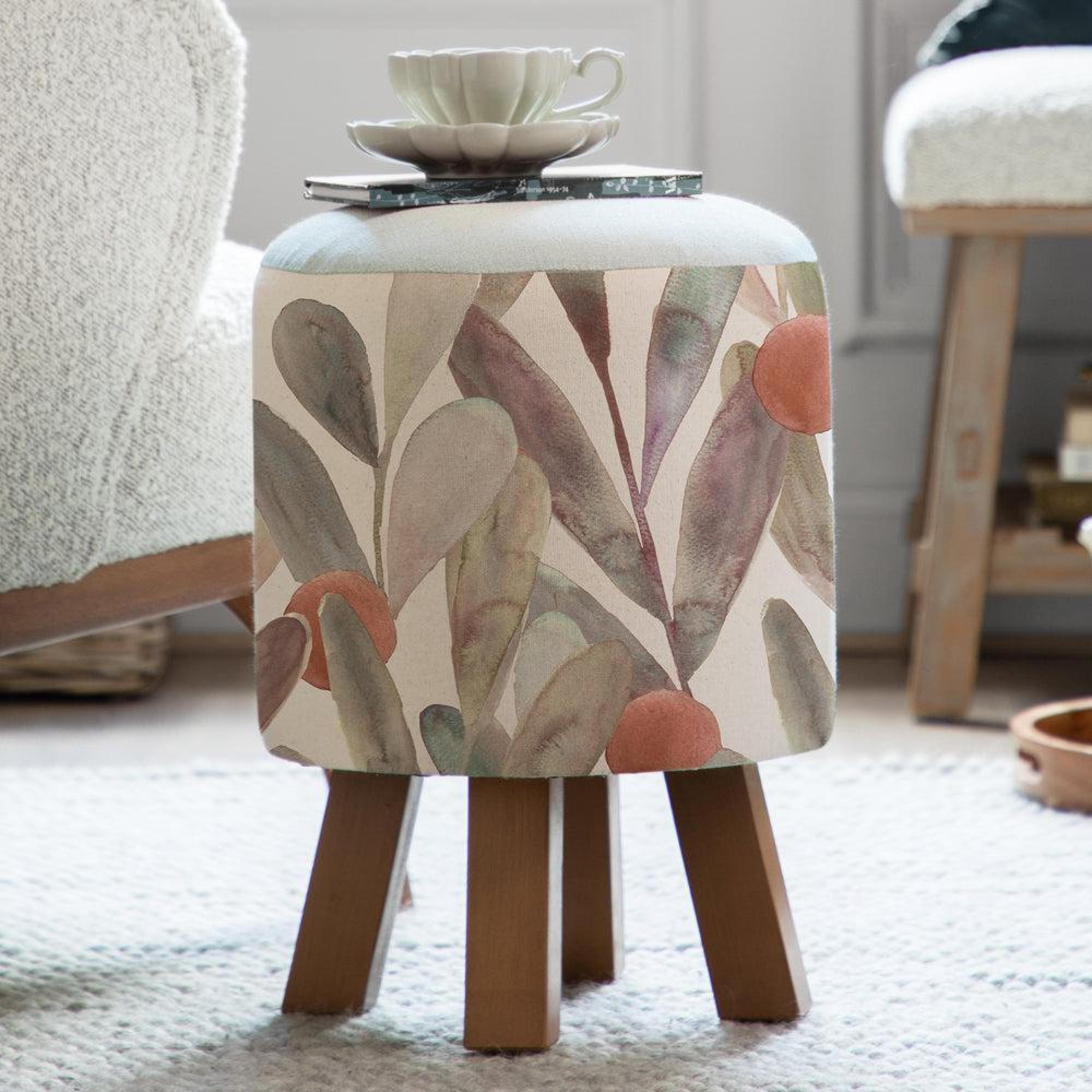 Product photograph of Voyage Maison Enso Mulberry Monty Round Footstool from Choice Furniture Superstore.