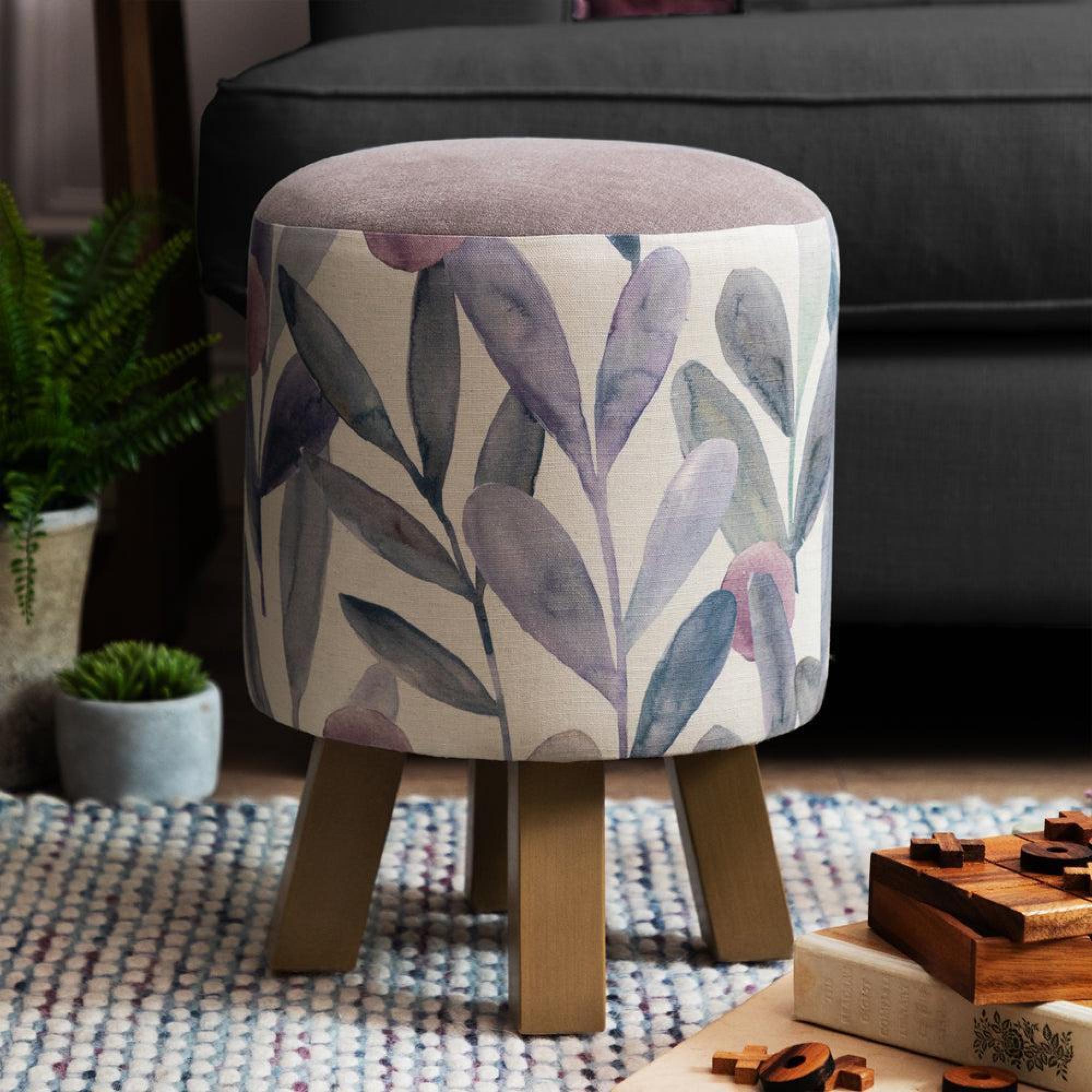 Product photograph of Voyage Maison Enso Violet Monty Round Footstool from Choice Furniture Superstore.