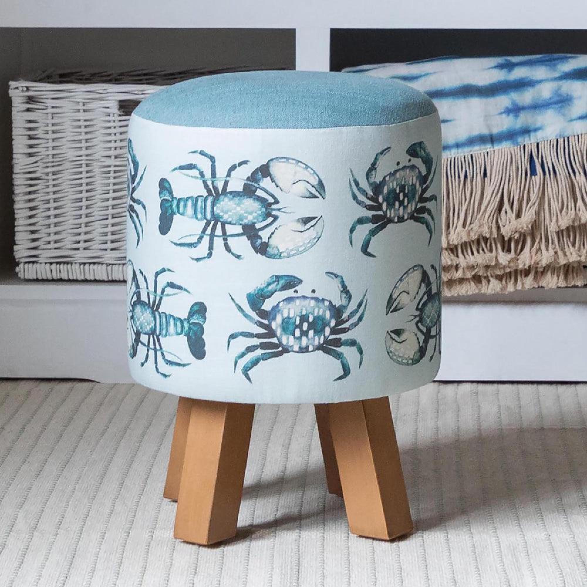 Product photograph of Voyage Maison Gerroa Seafoam Monty Round Footstool from Choice Furniture Superstore.