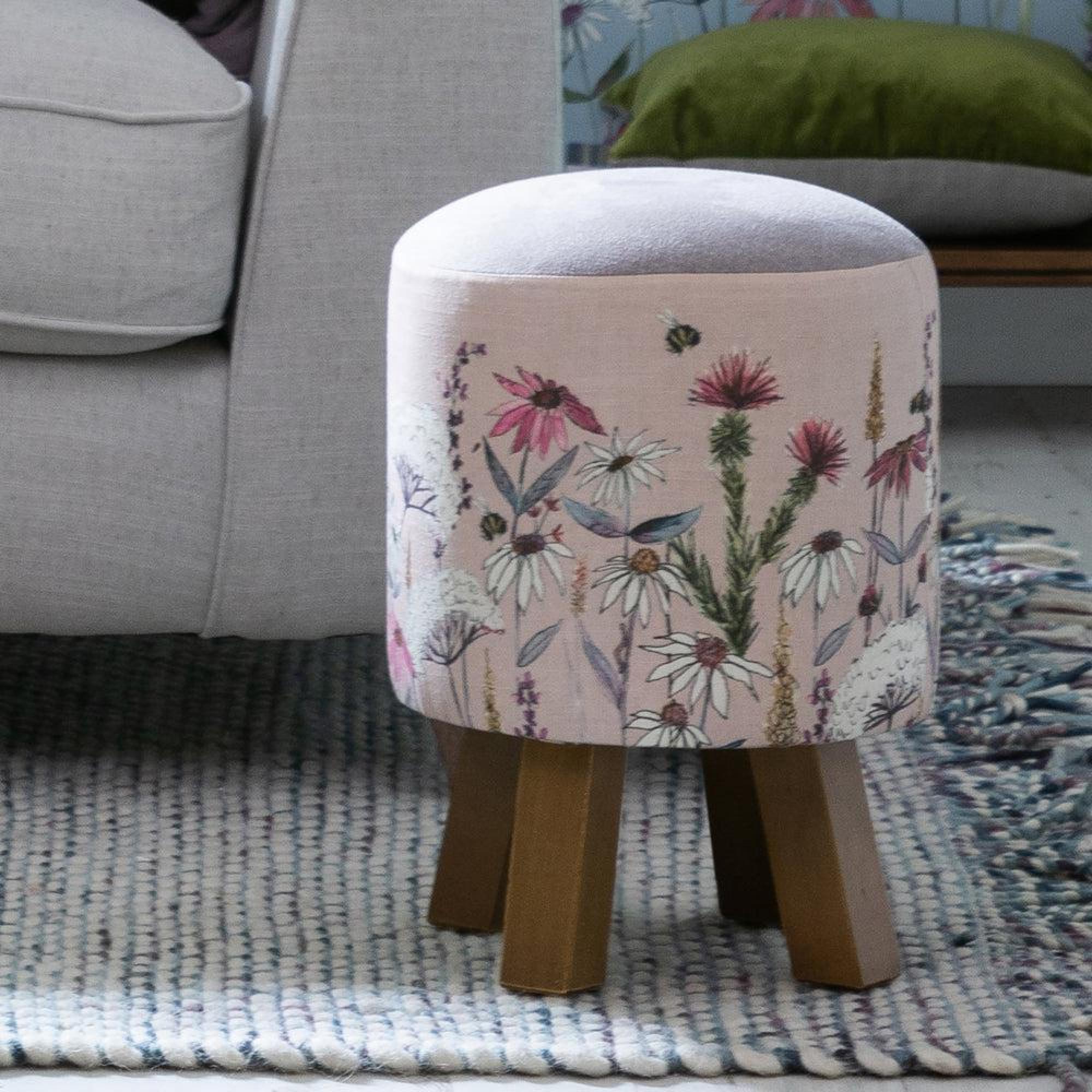 Product photograph of Voyage Maison Hermione Blush Monty Round Footstool from Choice Furniture Superstore.