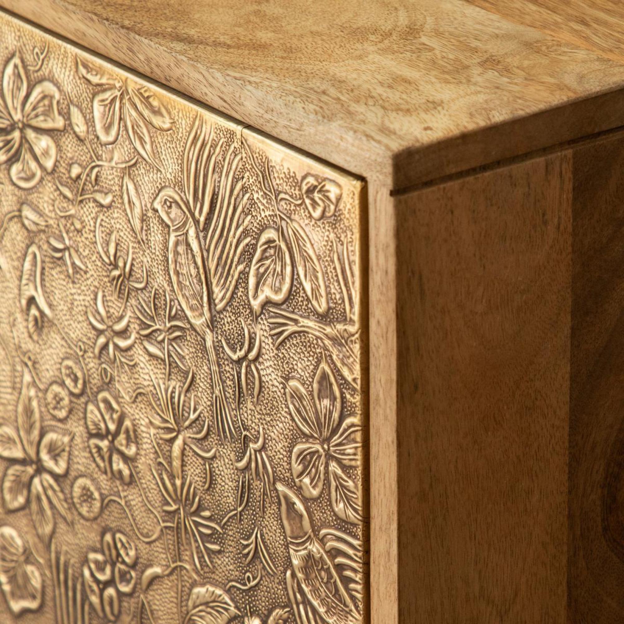 Product photograph of Voyage Maison Isadora Antique Brass Embossed Cabinet from Choice Furniture Superstore.