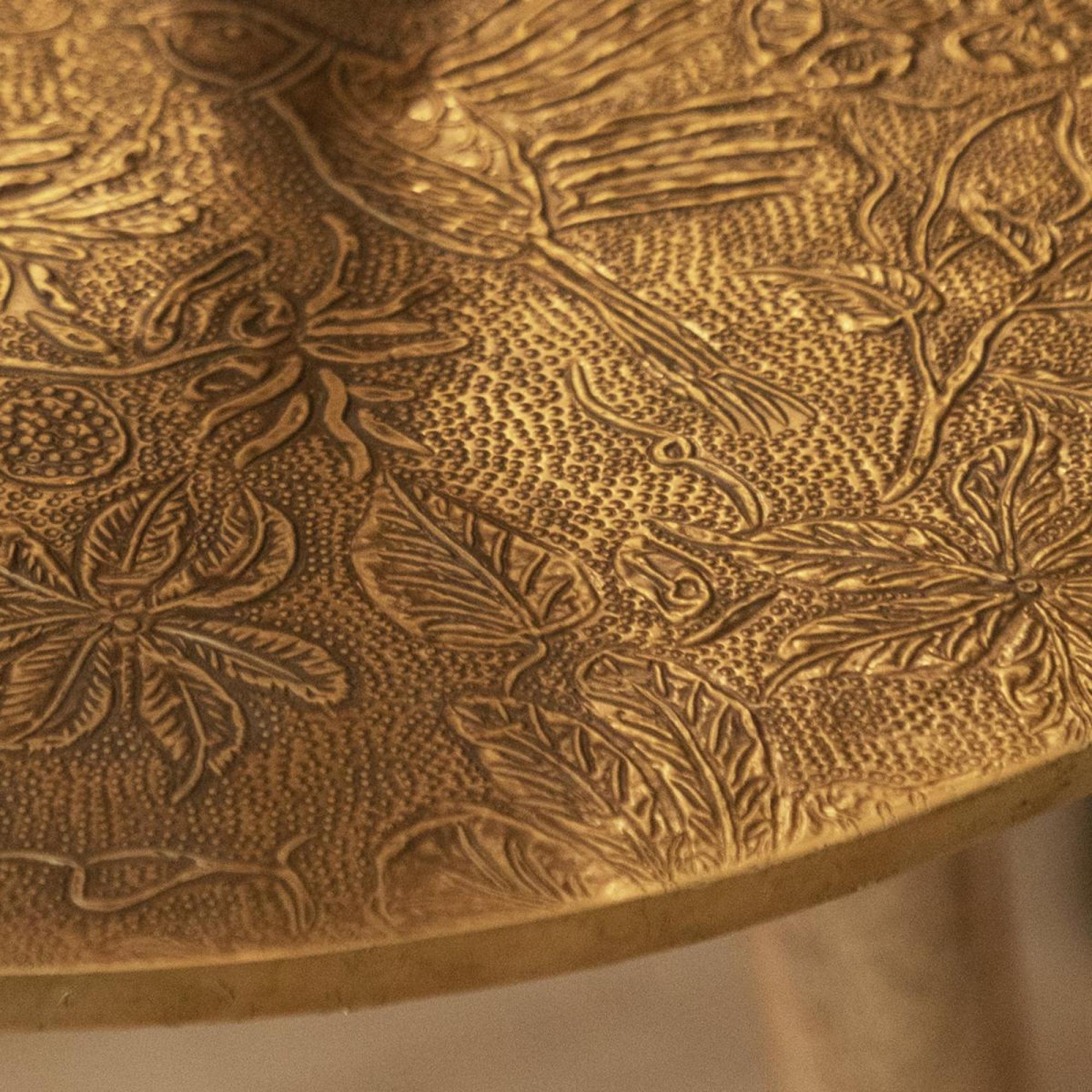 Product photograph of Voyage Maison Isadora Antique Brass Embossed Side Table from Choice Furniture Superstore.